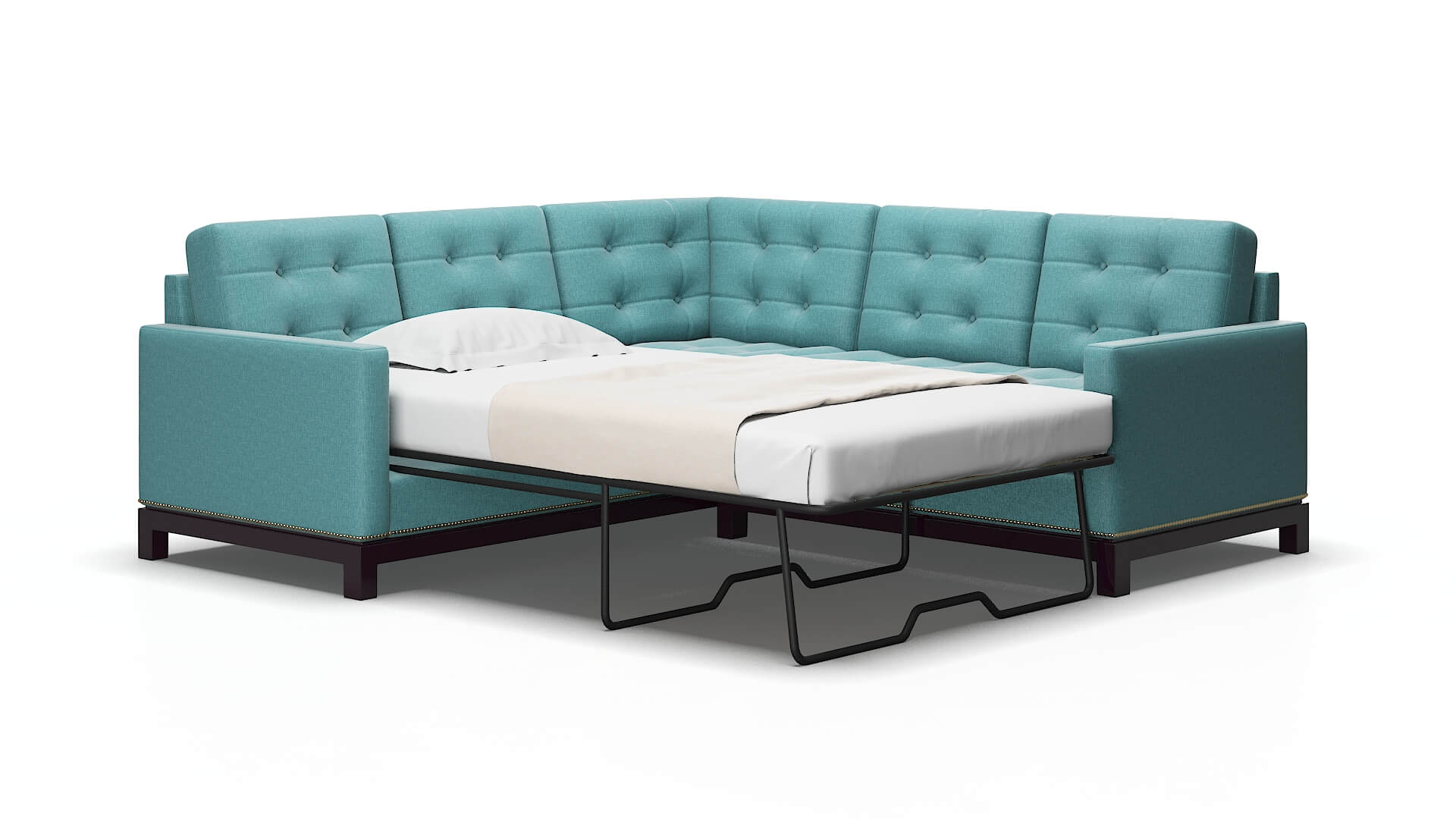 Davos Parker Turquoise Sectional Sleeper espresso legs 2