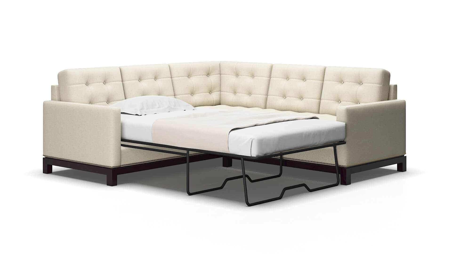 Davos Phoenix ivory Sectional sleeper Espresso Legs  2