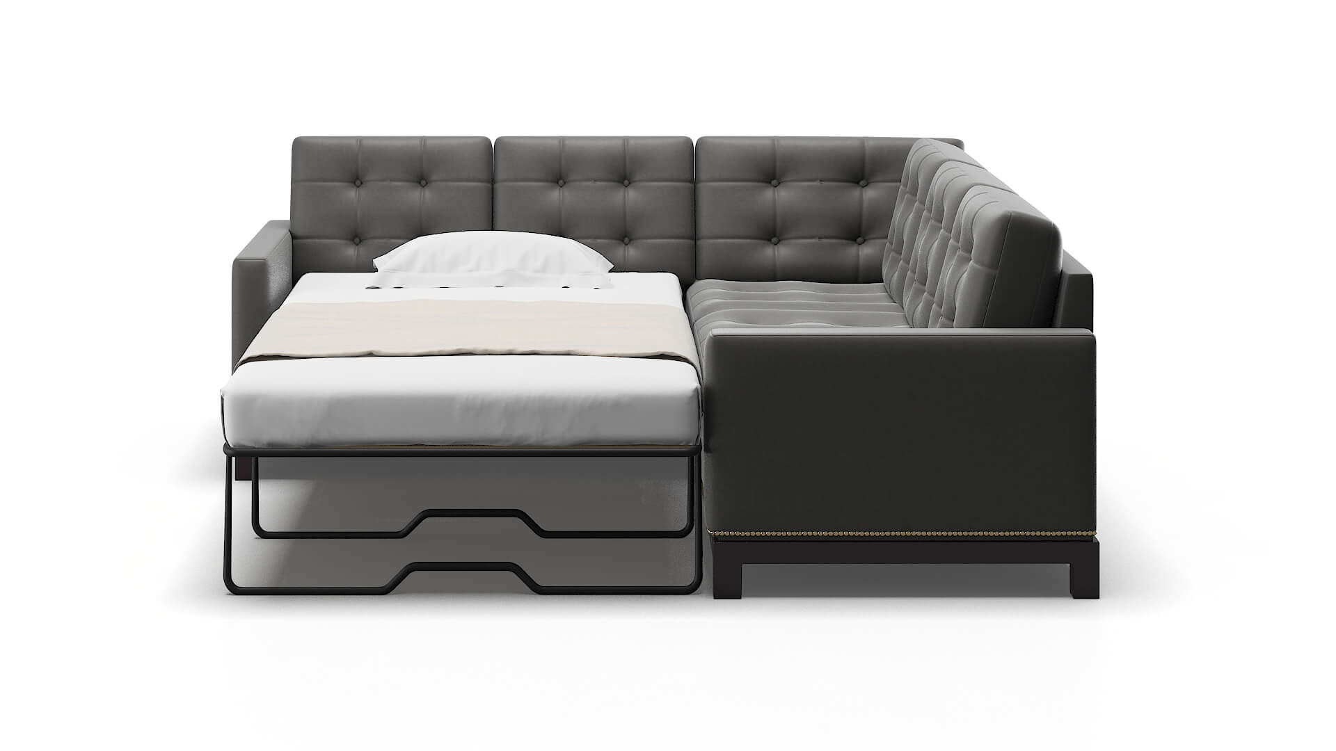 Davos Rocket Charcoal Sectional Sleeper Espresso legs 1