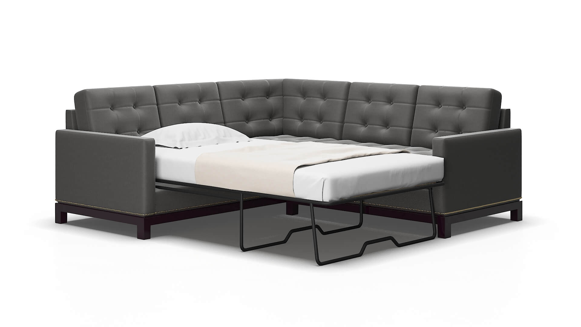 Davos Rocket Charcoal Sectional Sleeper Espresso legs 2