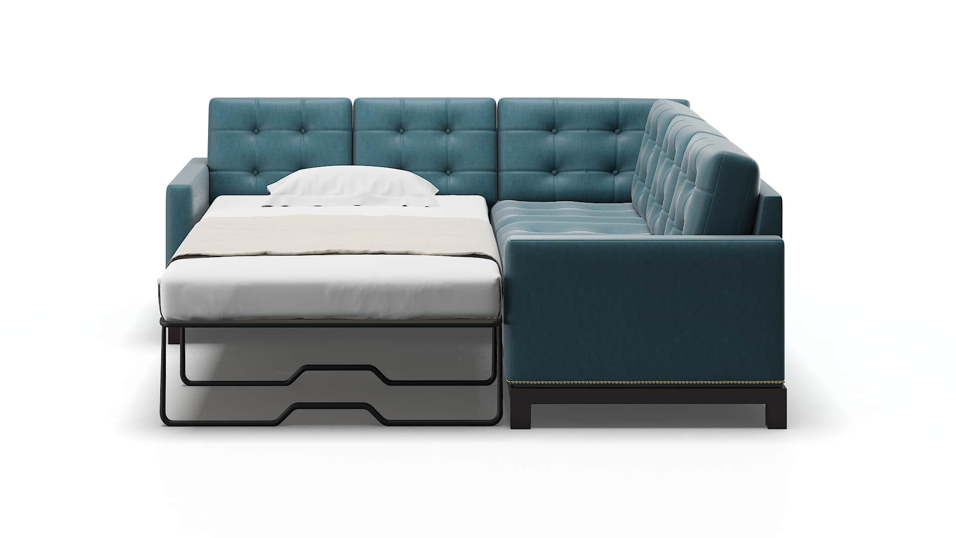 Davos Royale Electric_blue Sectional Sleeper Espresso legs 1