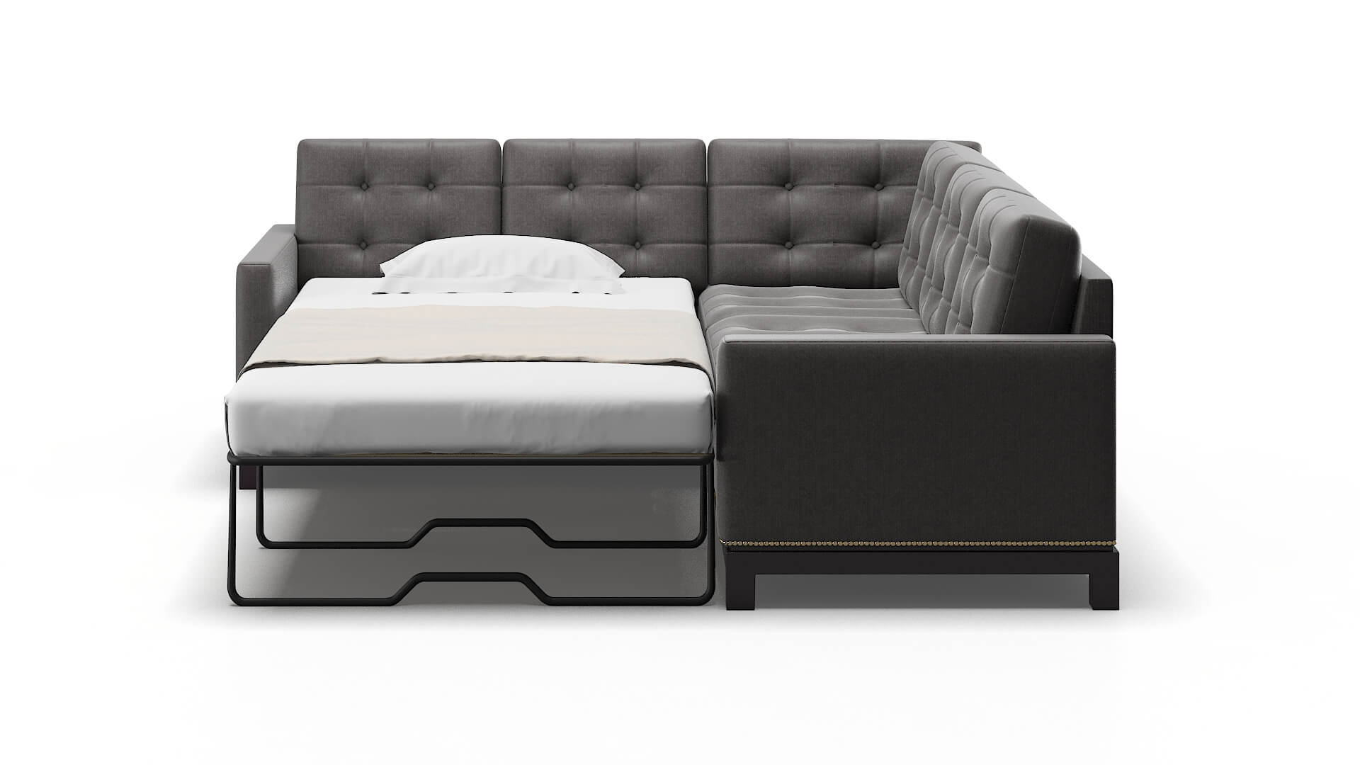 Davos Sasha Grey Sectional Sleeper Espresso legs 1
