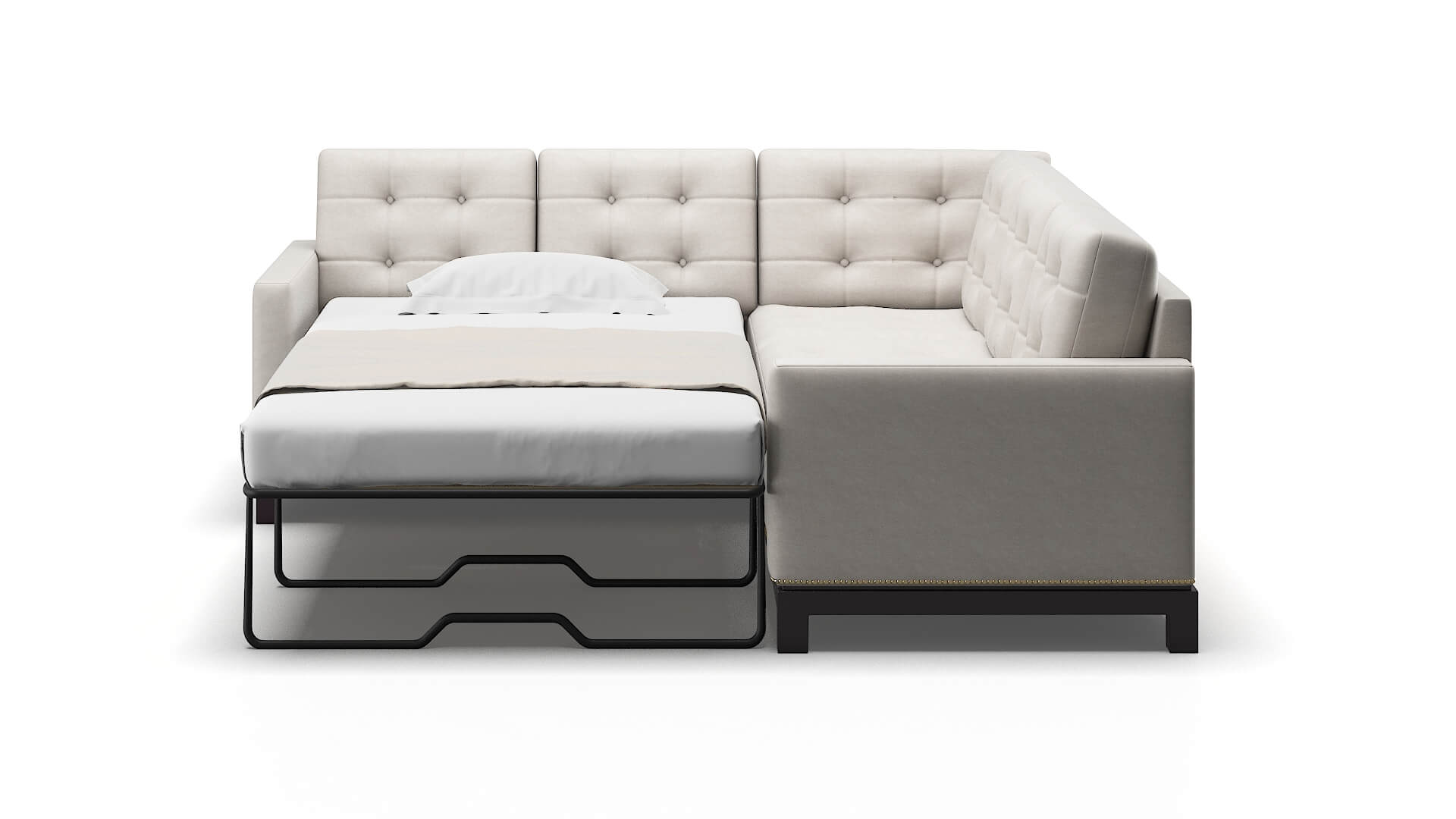 Davos Suave Dove Sectional Sleeper Espresso legs 1