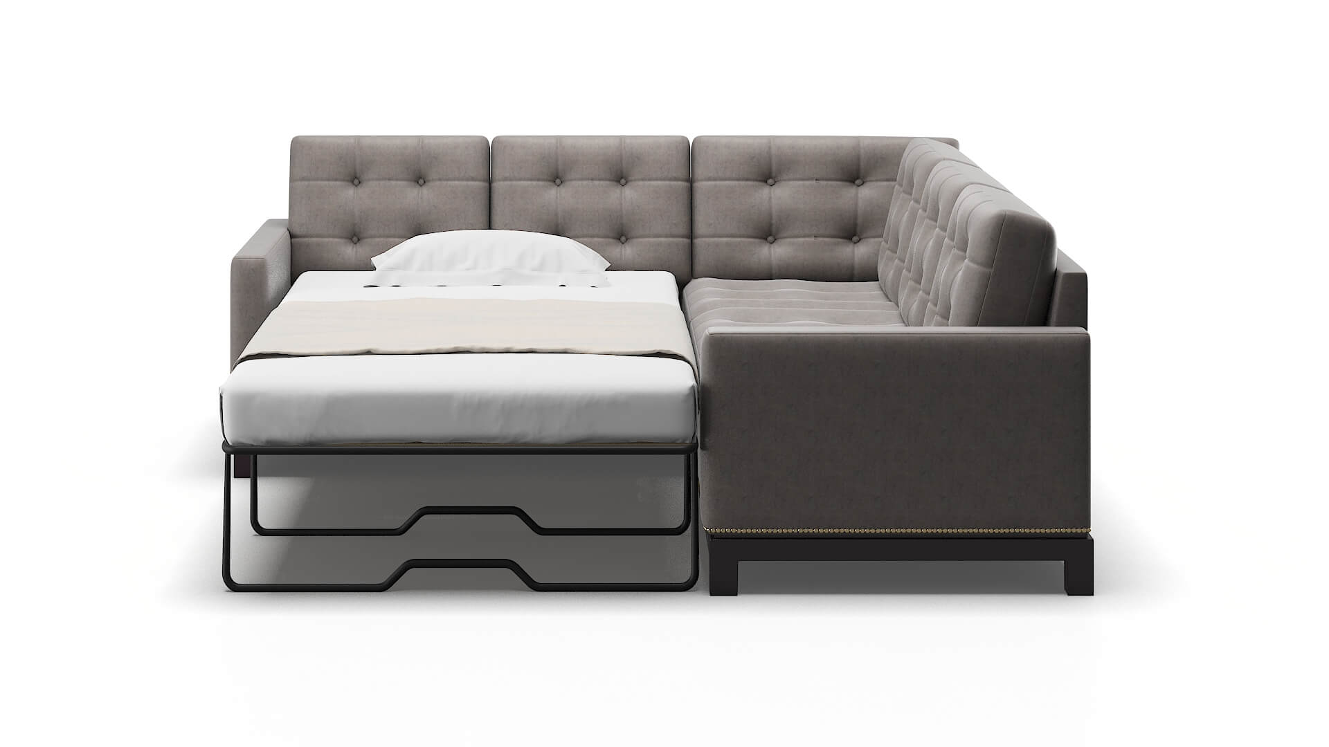 Davos Suave Slate Sectional Sleeper Espresso legs 1