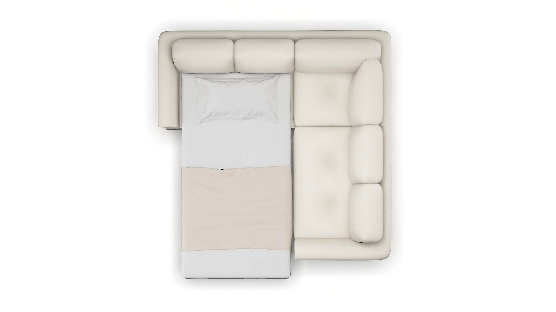 Denver Bungalow Ivory Sectional Sleeper Espresso legs 3