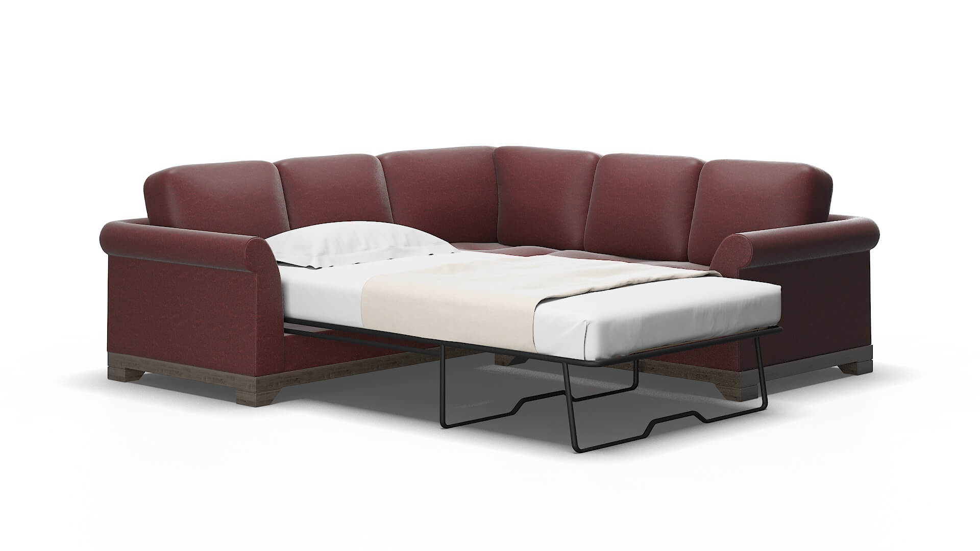 Denver Derby Berry Sectional Sleeper Espresso legs 2