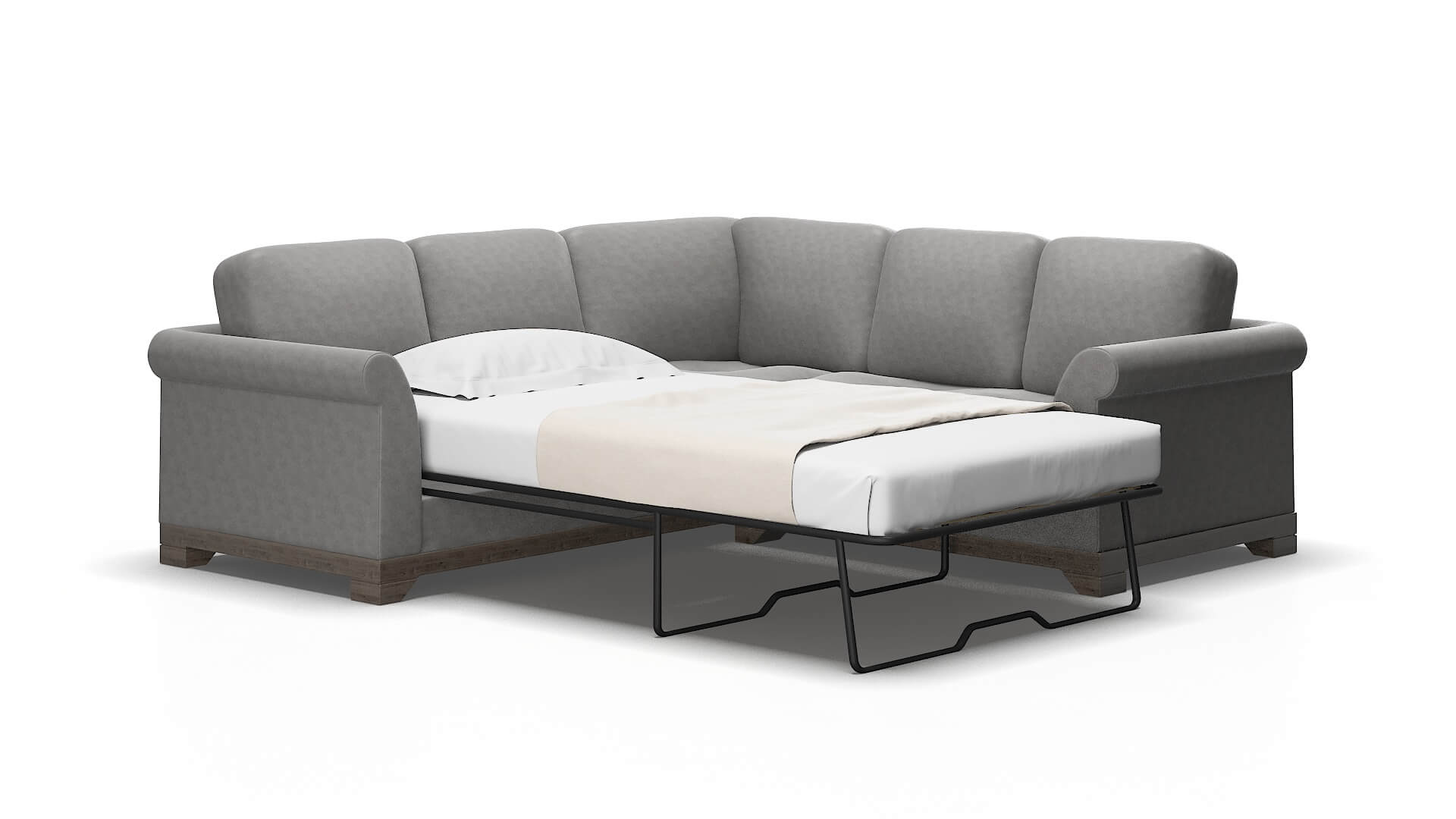 Denver Dream_d charcoal Sectional sleeper Espresso Legs  2