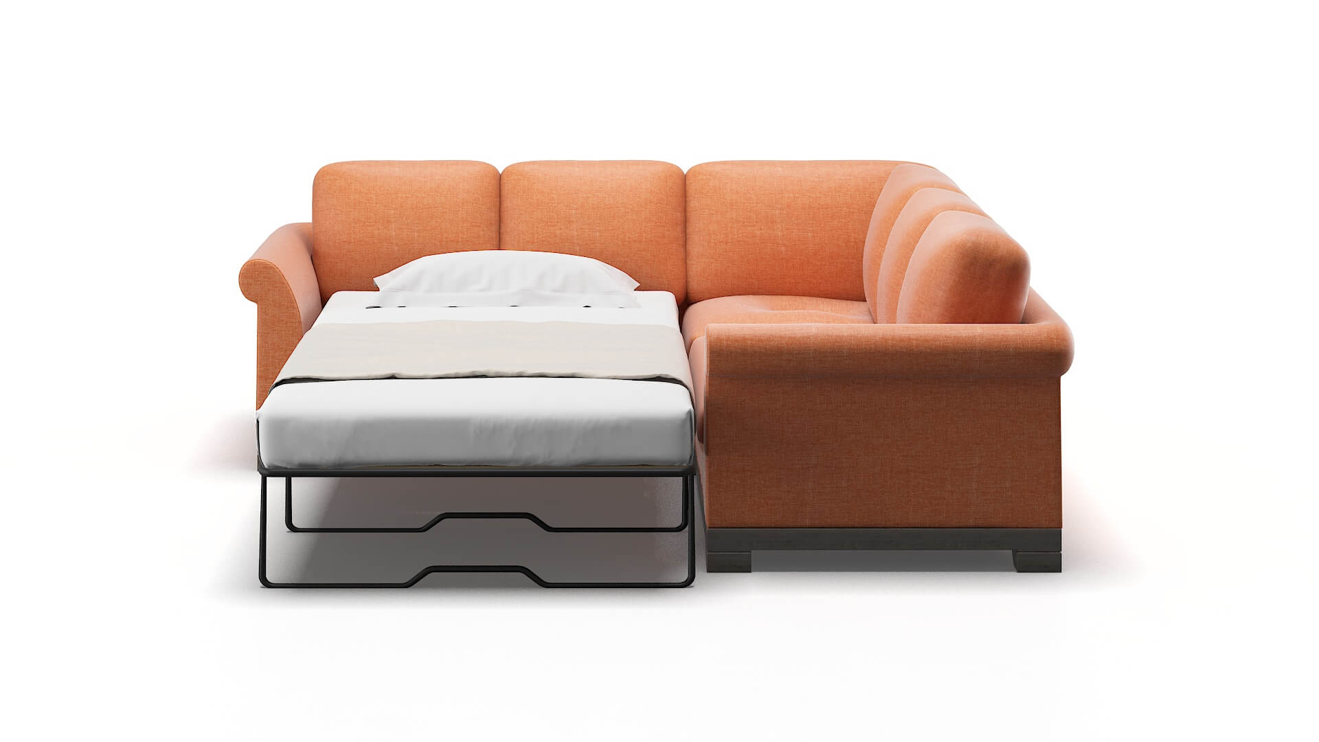 Denver Durham Tangerine Sectional Sleeper Espresso legs 1
