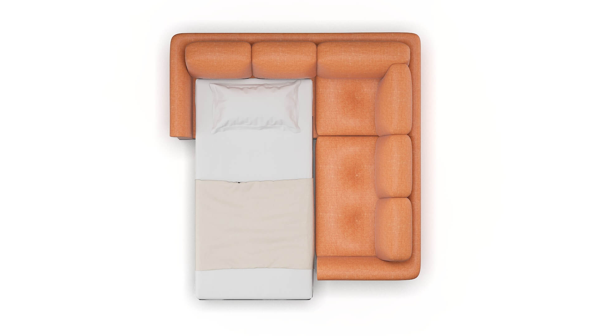 Denver Durham Tangerine Sectional Sleeper Espresso legs 3