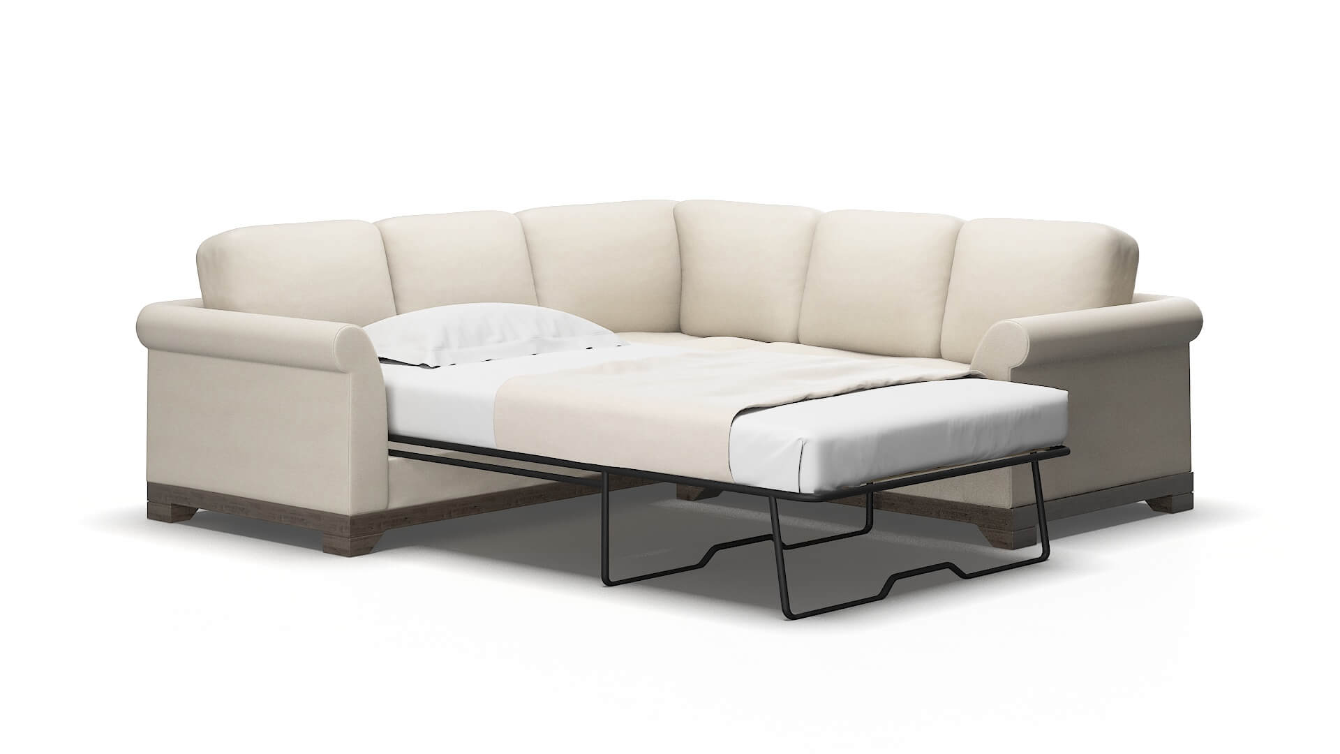 Denver Malibu Linen Sectional Sleeper Espresso legs 2