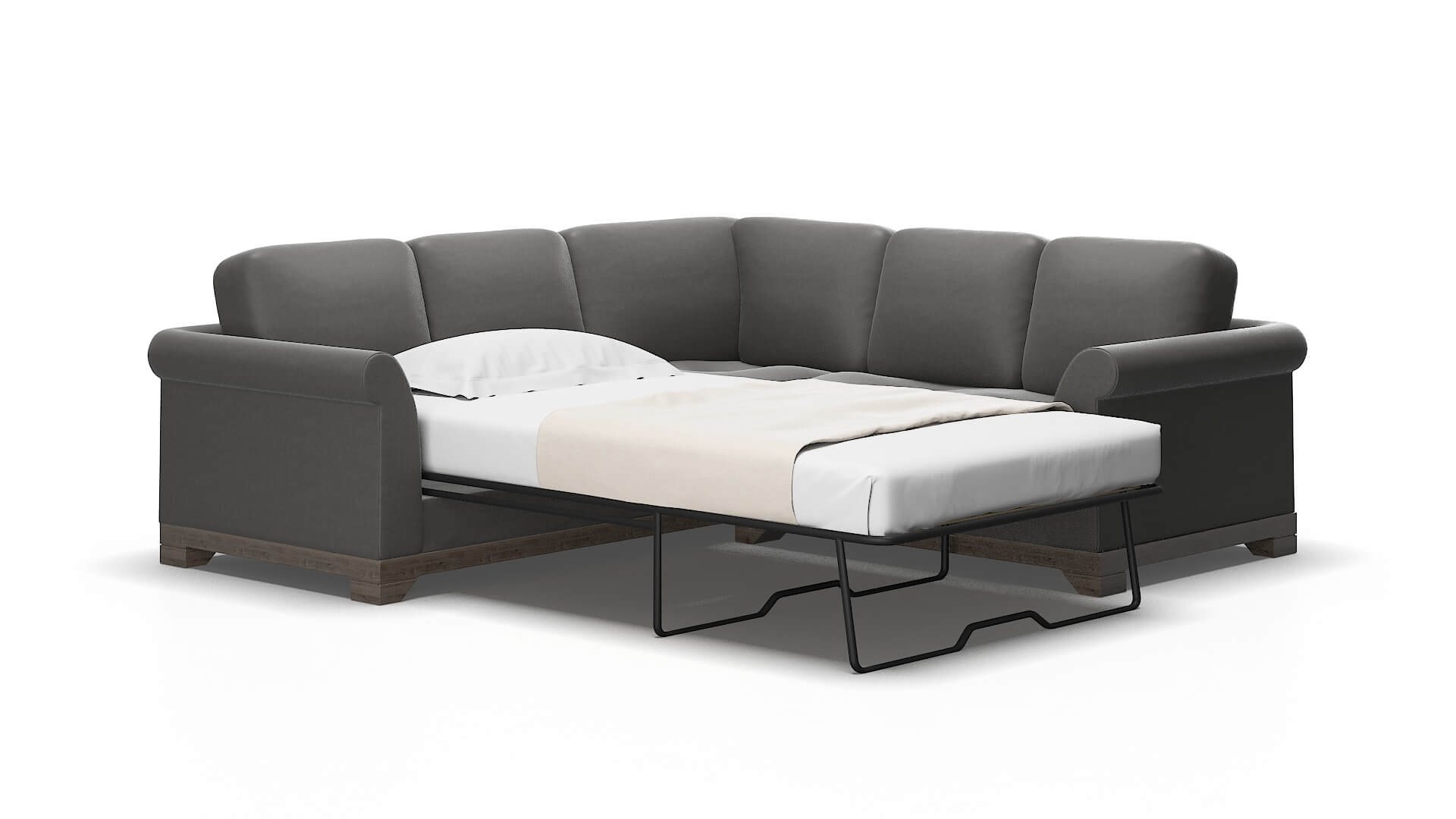 Denver Rocket Charcoal Sectional Sleeper Espresso legs 2