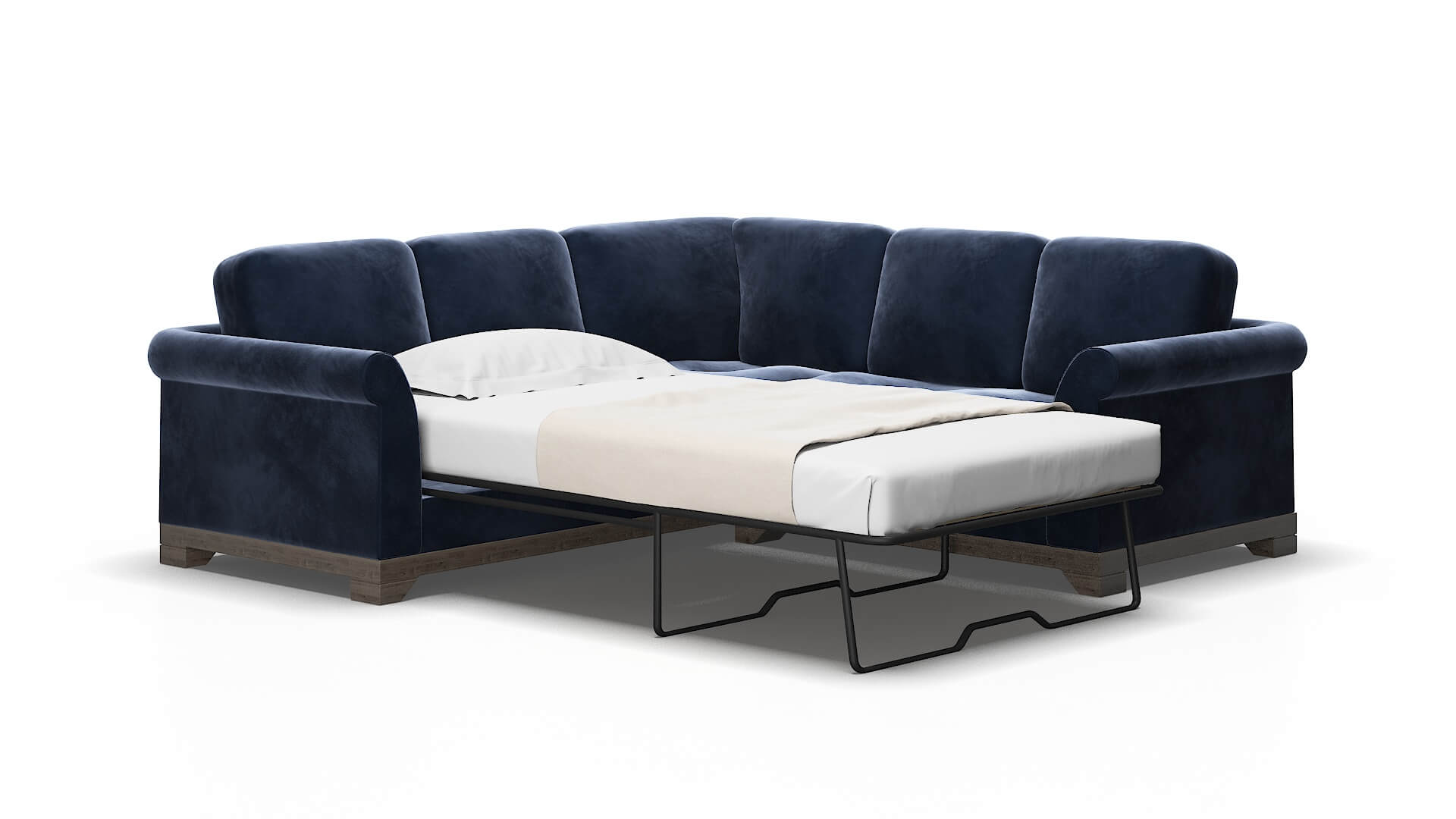 Denver Royale cobalt Sectional sleeper Espresso Legs  2
