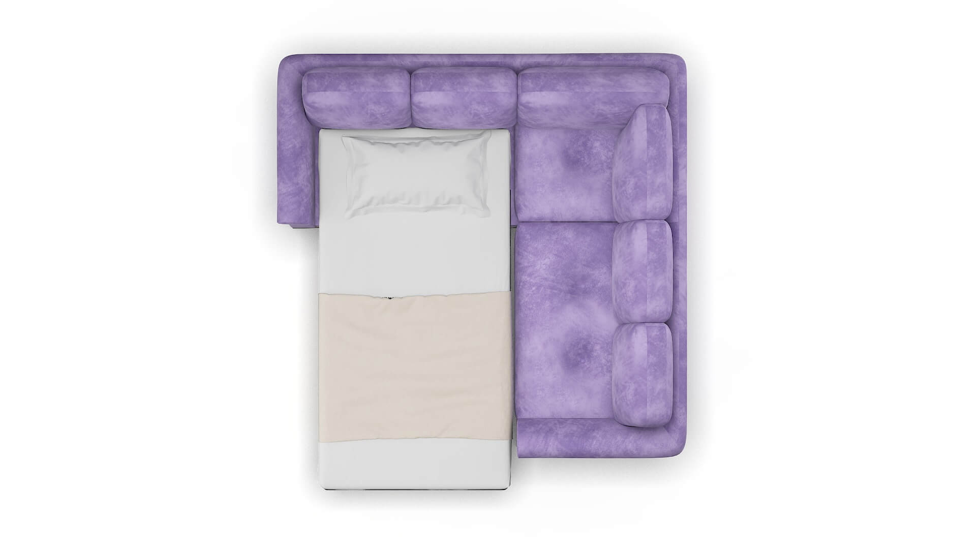 Denver Royale Lavender Sectional Sleeper Espresso legs 3