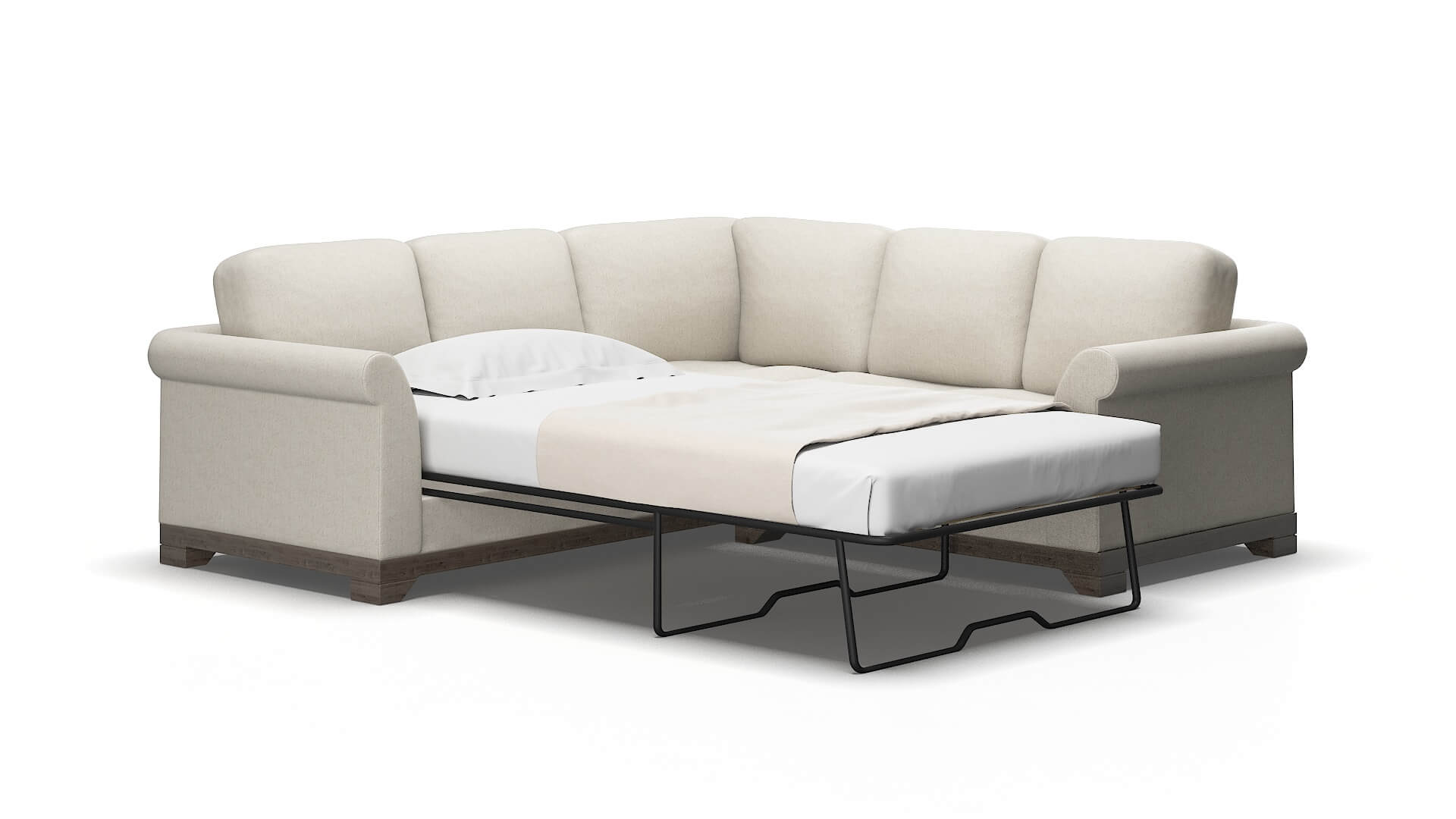 Denver Sasha Linen Sectional Sleeper espresso legs 2