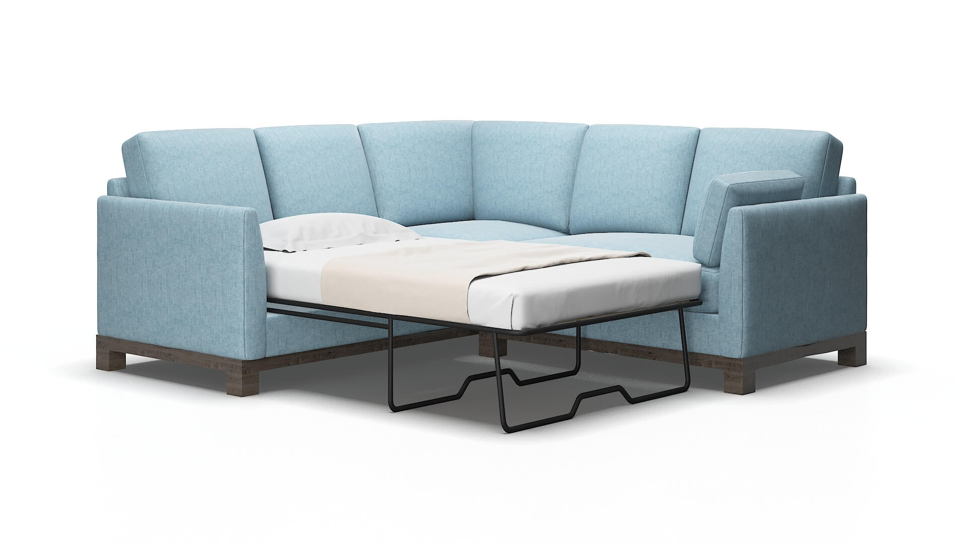 Dover Atlas Turquoise Sectional Sleeper Espresso legs 2