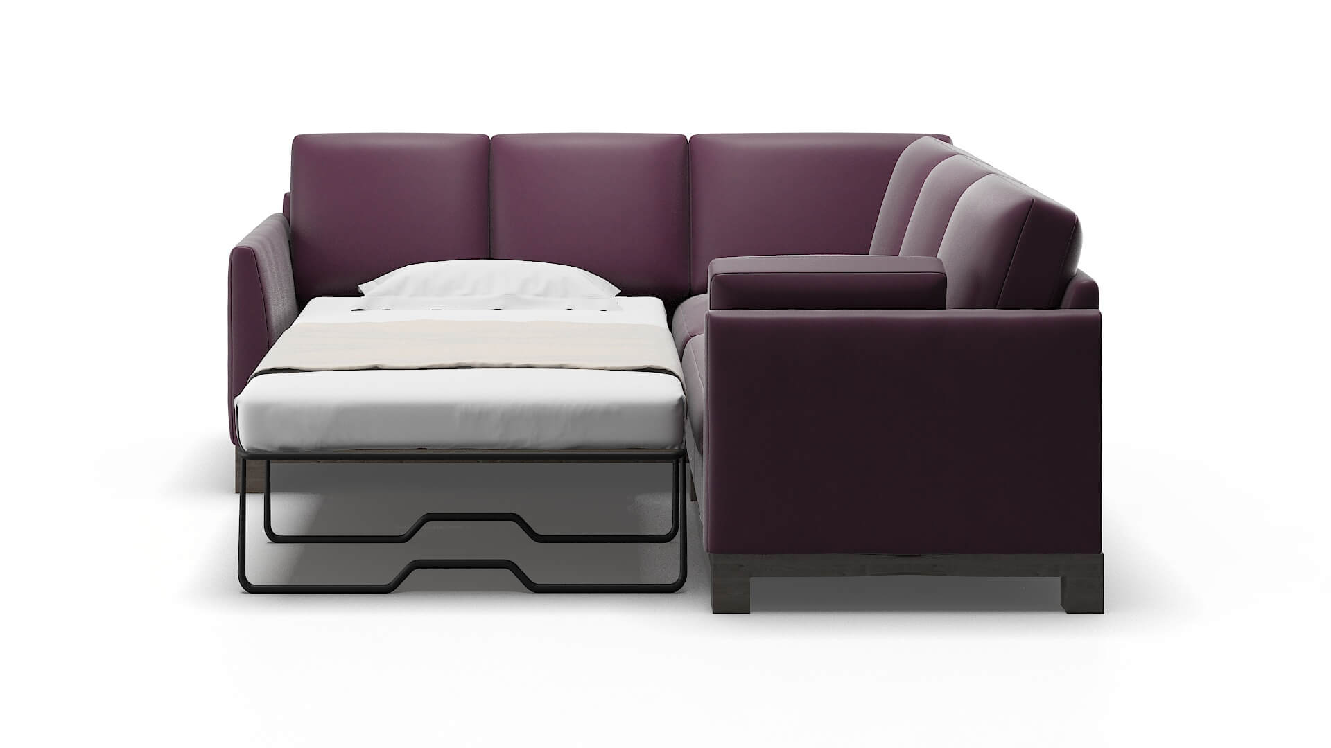 Dover Bella Aubergine Sectional Sleeper Espresso legs 1