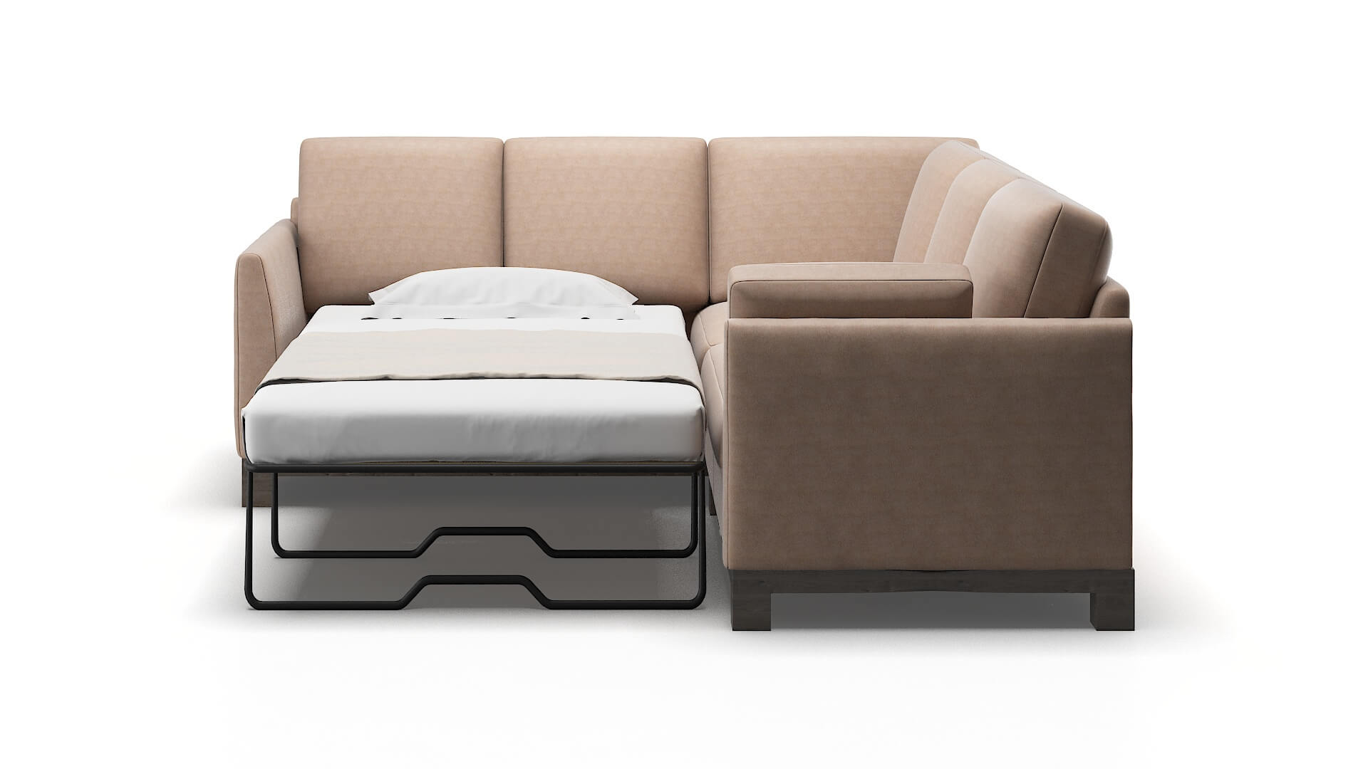 Dover Bella Pewter Sectional Sleeper Espresso legs 1