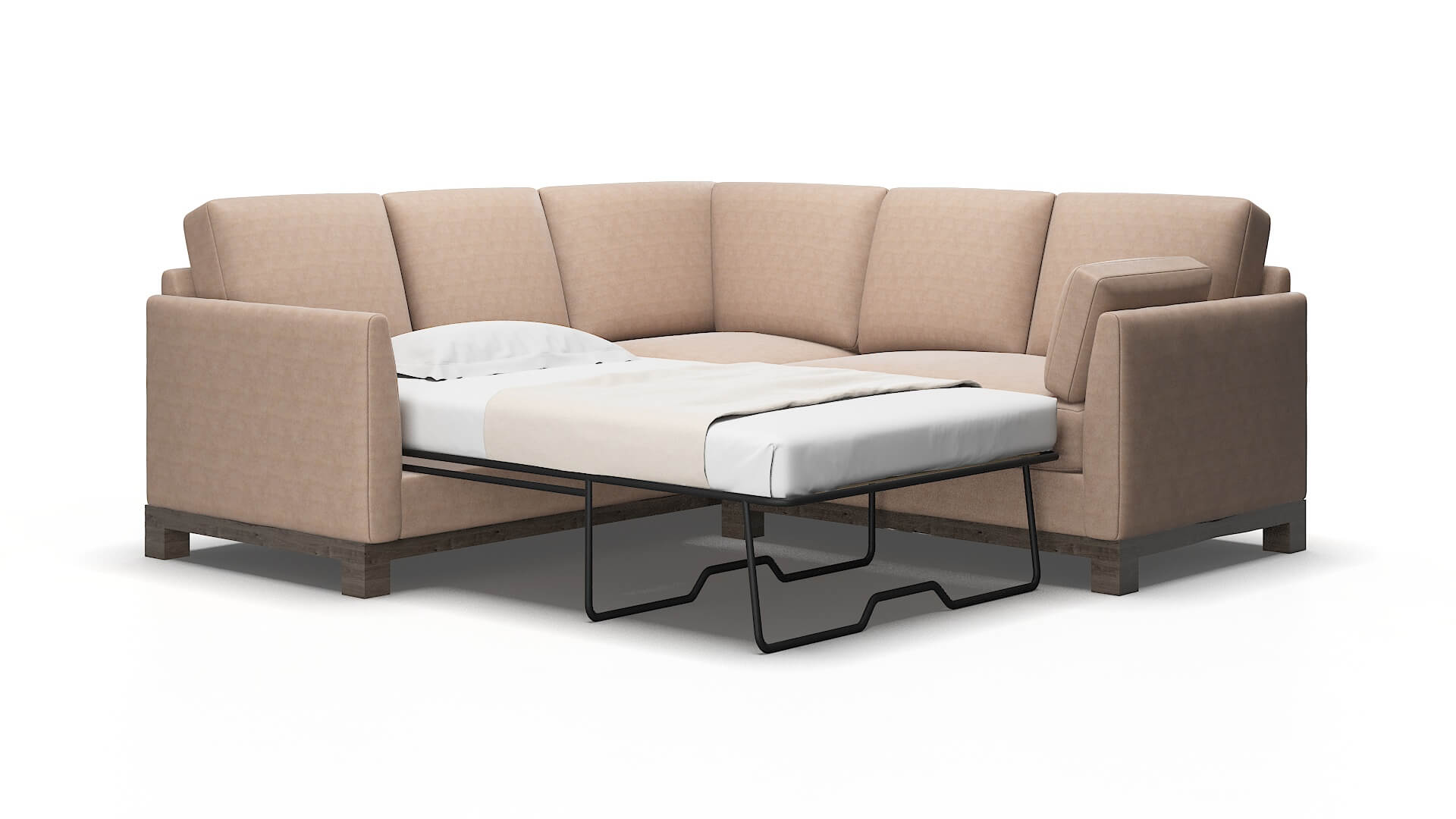 Dover Bella Pewter Sectional Sleeper Espresso legs 2