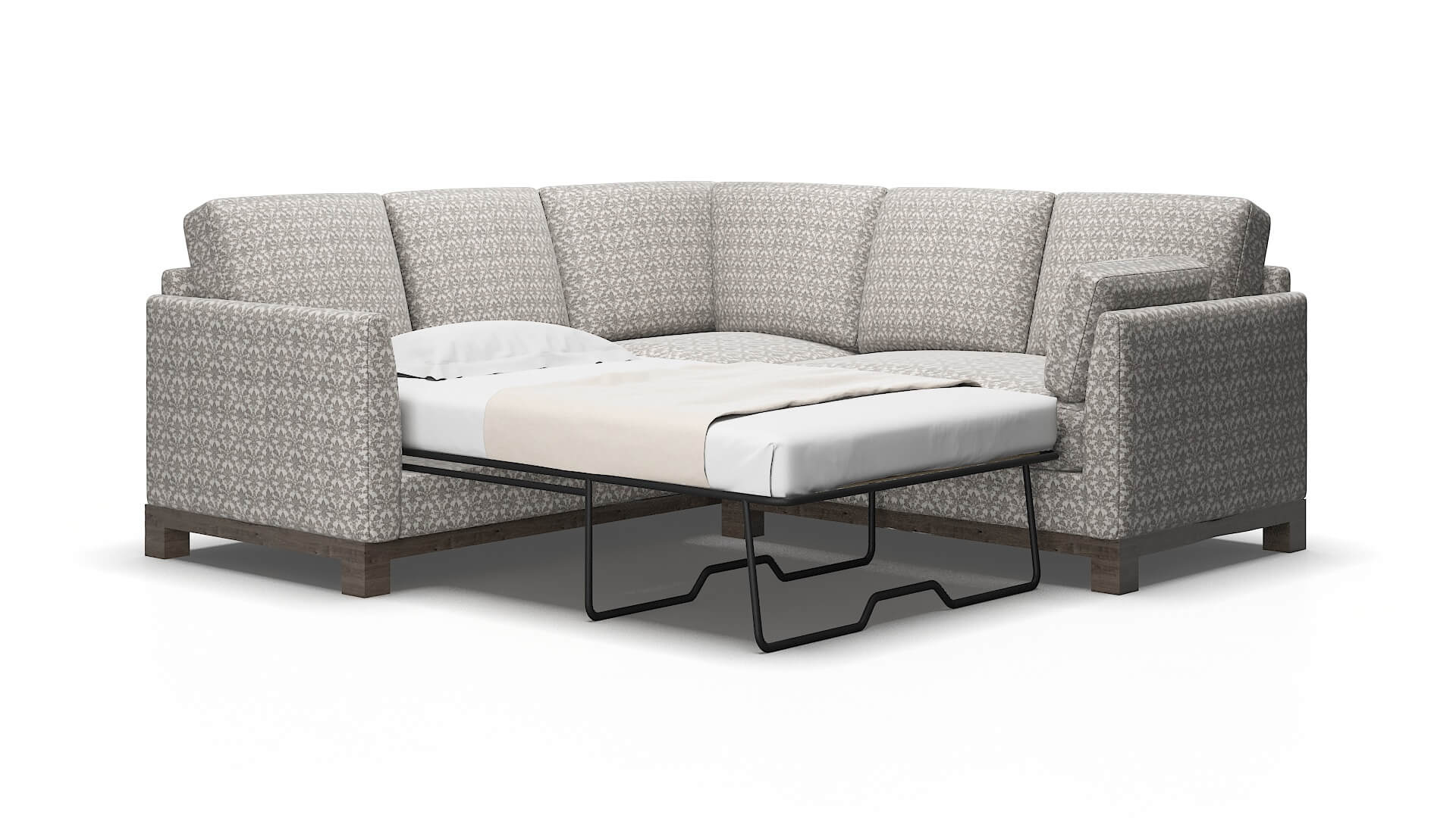 Dover Bergamo dove Sectional sleeper Espresso Legs  2