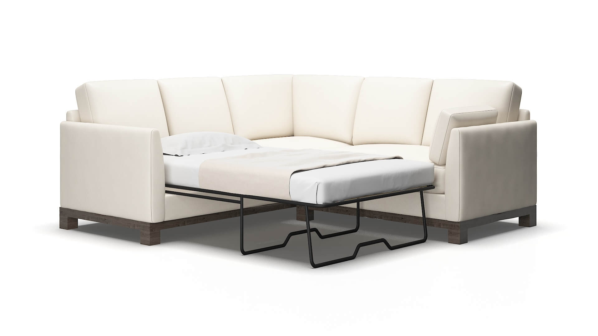 Dover Blanche Milky Sectional Sleeper Espresso legs 2