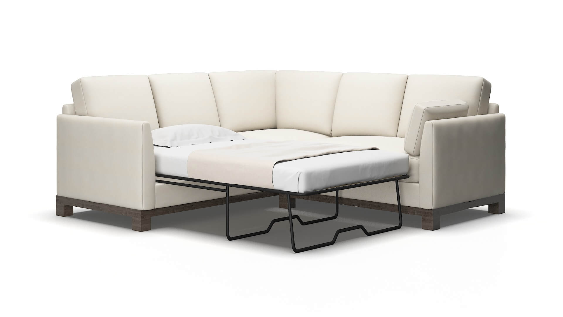 Dover Bungalow ivory Sectional sleeper Espresso Legs  2