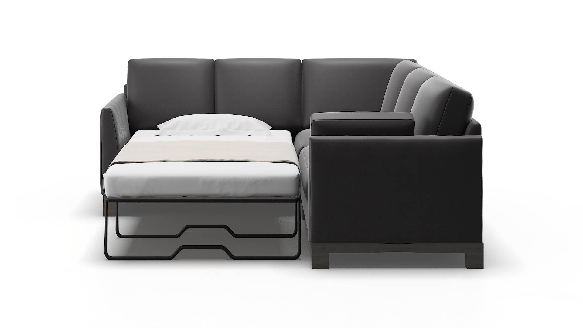 Dover Catalina Charcoal Sectional Sleeper Espresso legs 1