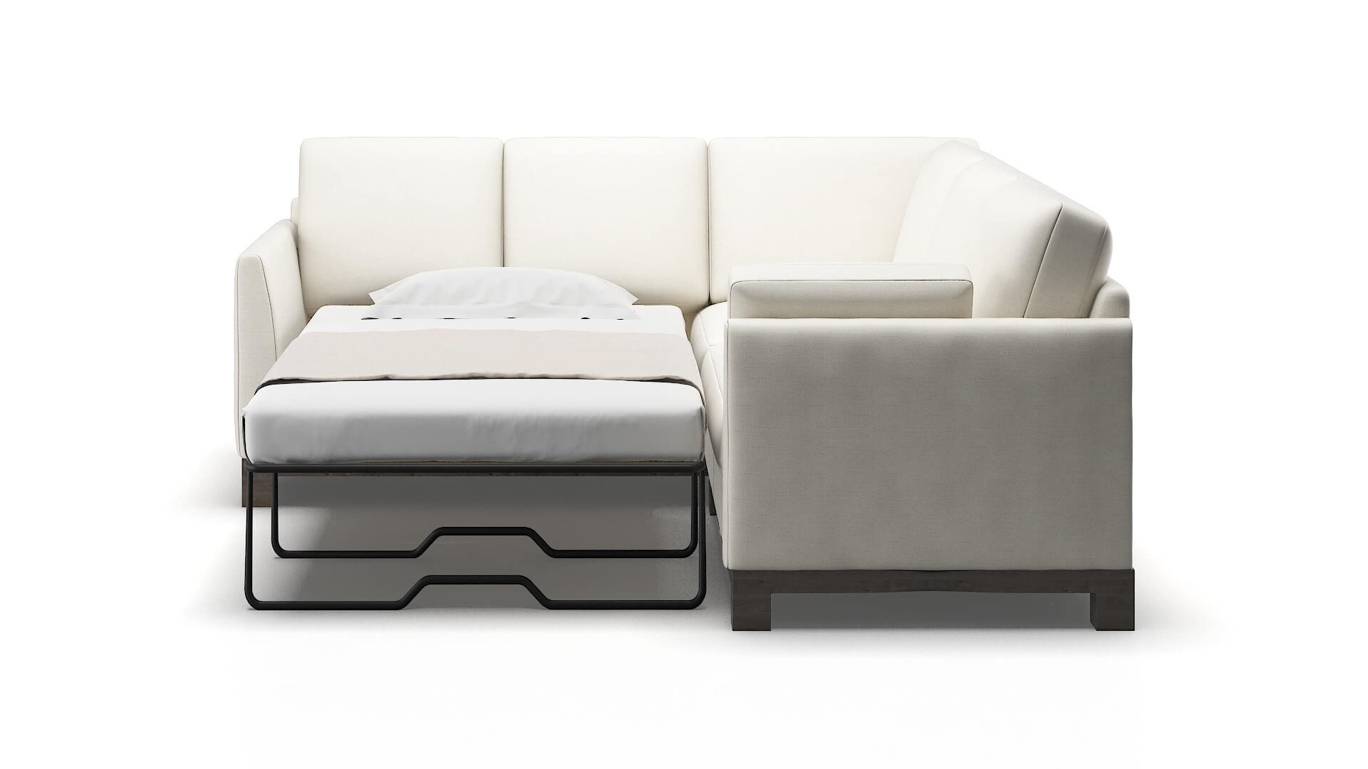 Dover Catalina Ivory Sectional Sleeper Espresso legs 1
