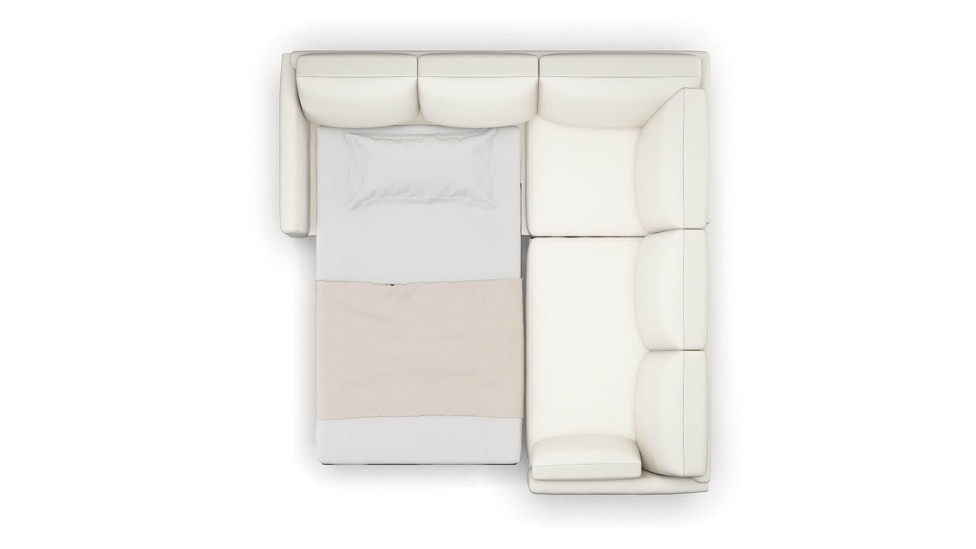 Dover Catalina Ivory Sectional Sleeper Espresso legs 3