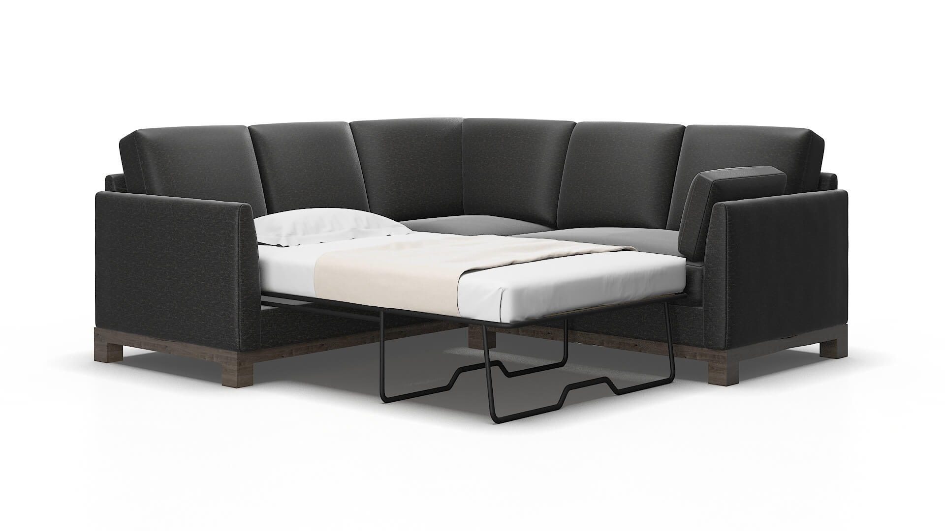 Dover Chance Denim Sectional Sleeper Espresso legs 2