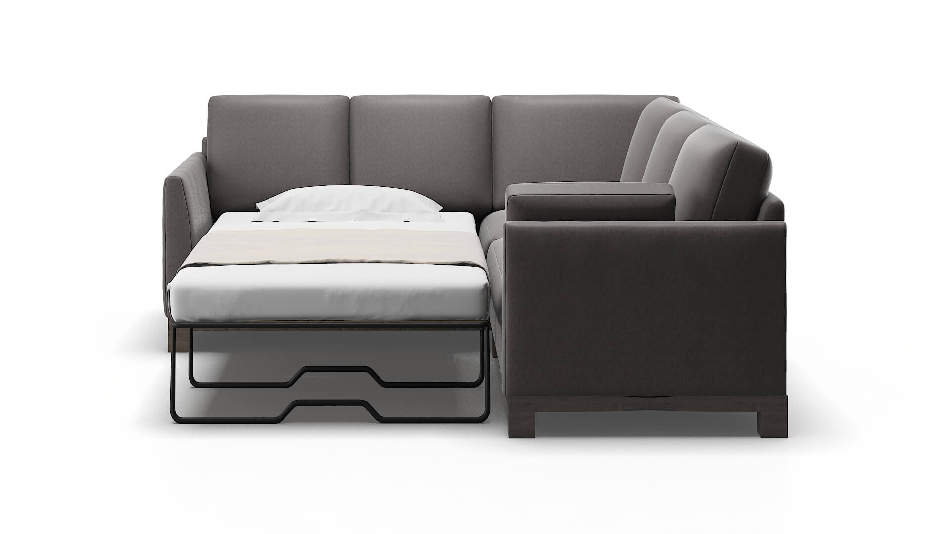 Dover Cosmo Charcoal Sectional Sleeper Espresso legs 1