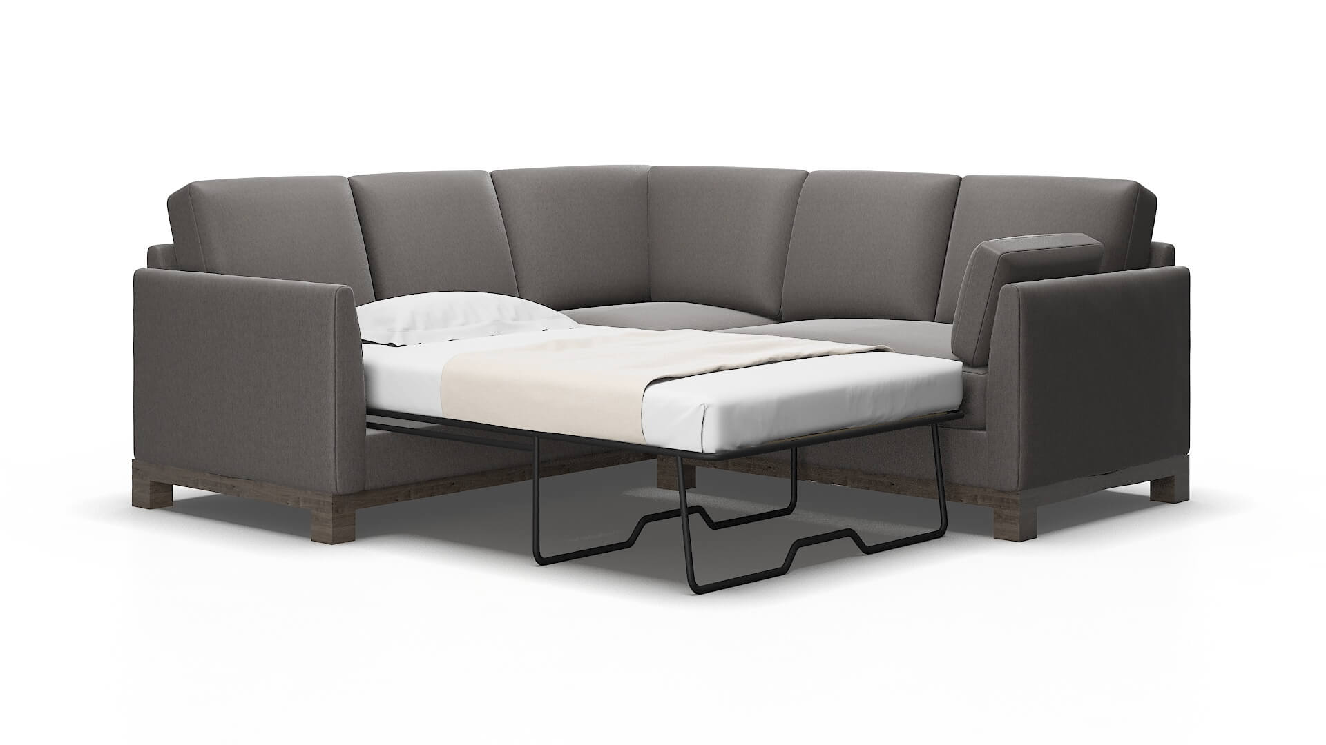 Dover Cosmo Charcoal Sectional Sleeper Espresso legs 2