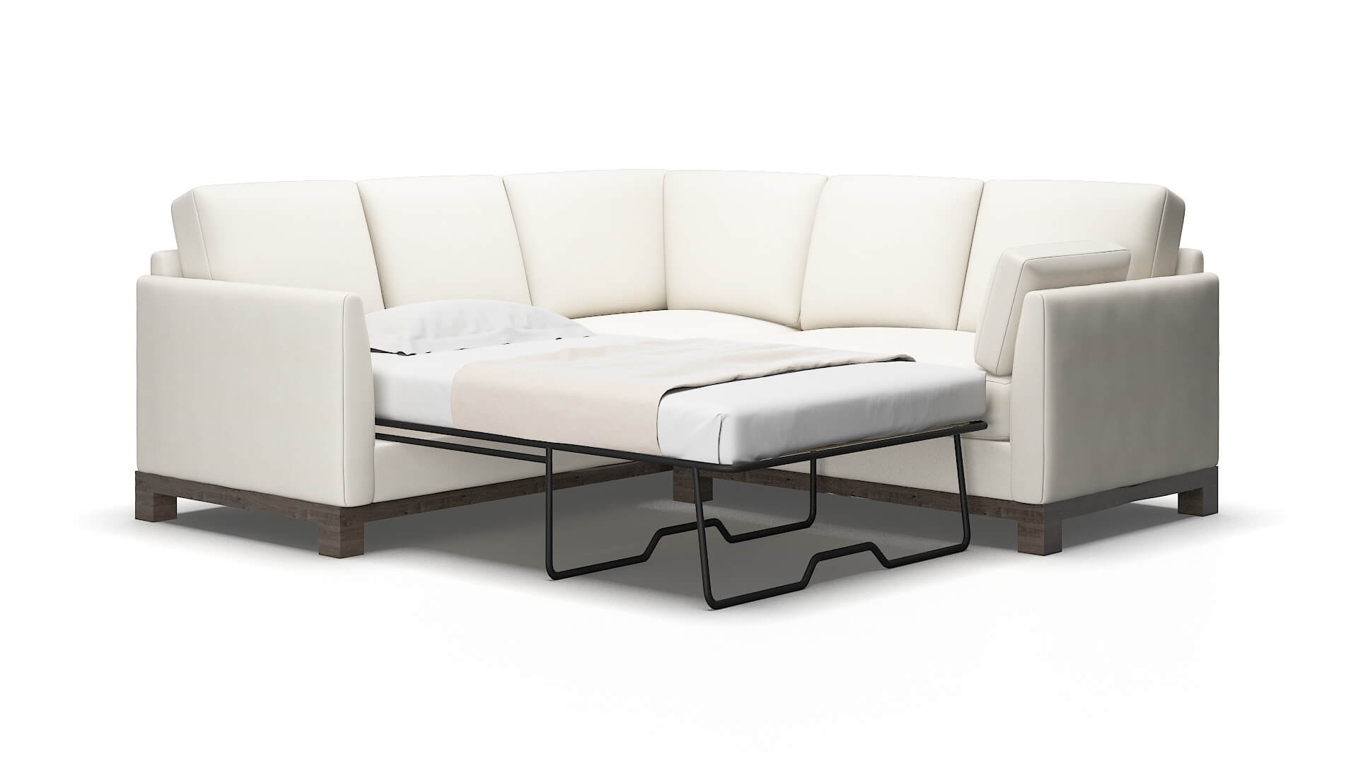 Dover Cosmo ivory Sectional sleeper Espresso Legs  2