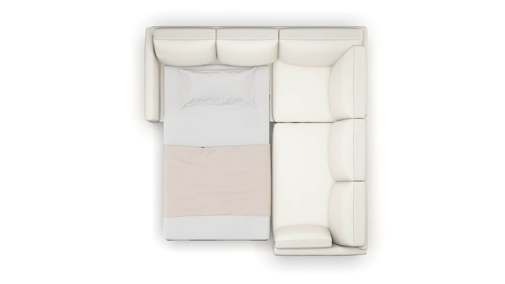 Dover Cosmo Ivory Sectional Sleeper Espresso legs 3