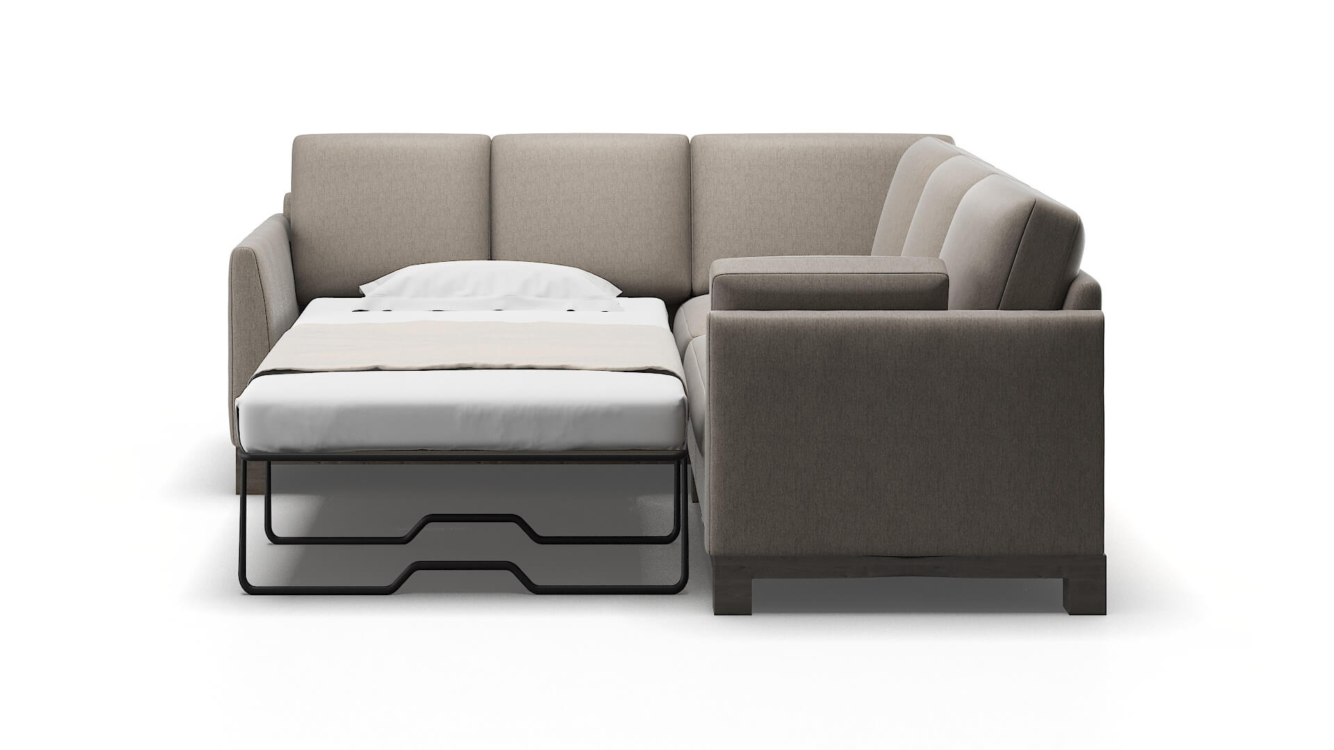 Dover Cosmo Taupe Sectional Sleeper Espresso legs 1