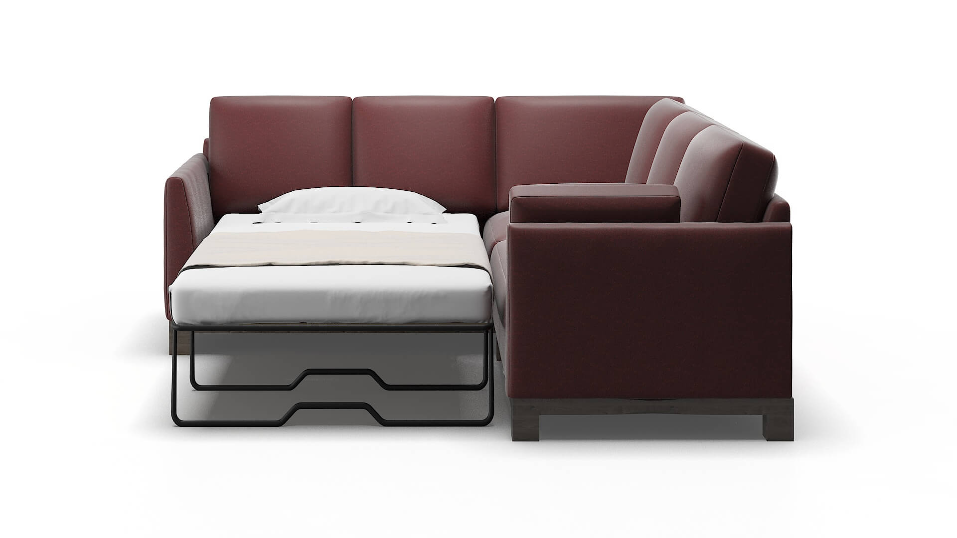 Dover Derby Berry Sectional Sleeper Espresso legs 1