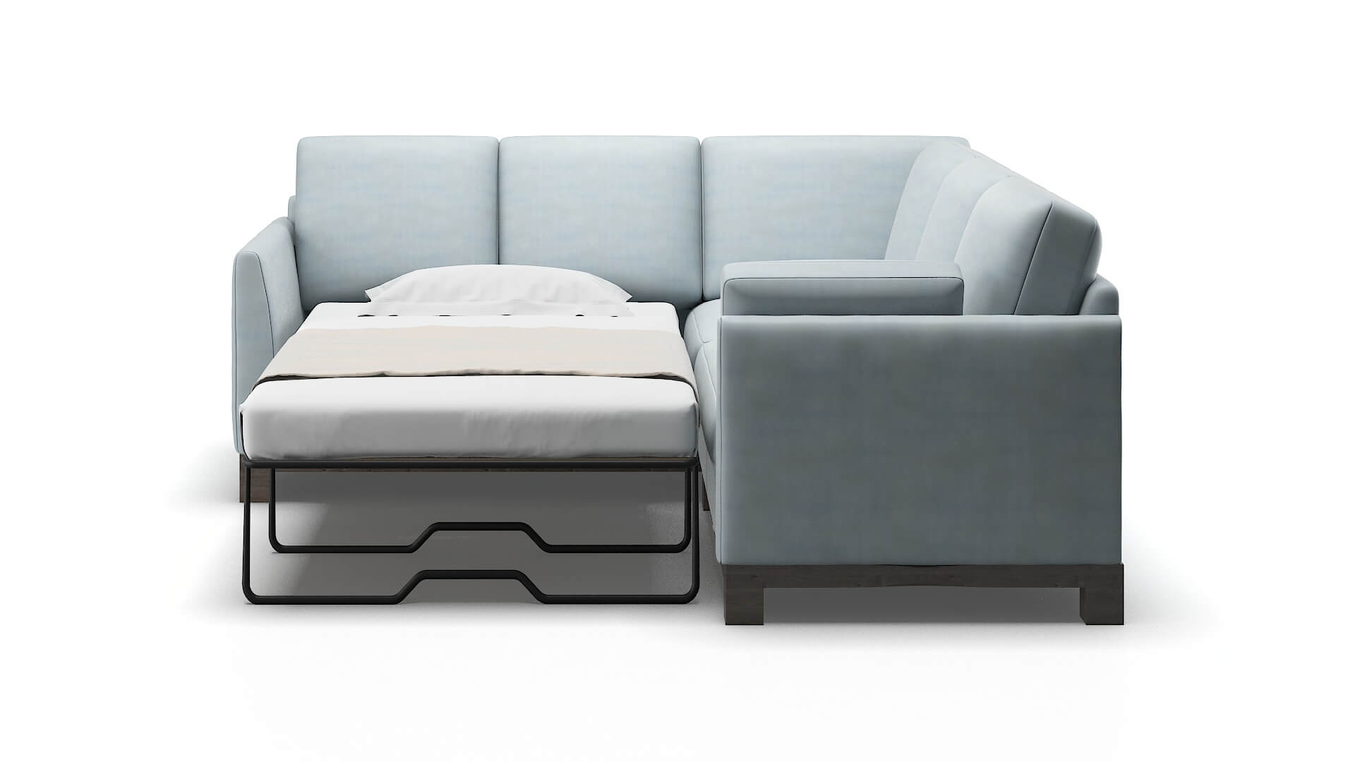 Dover Hathaway Aqua Sectional Sleeper Espresso legs 1