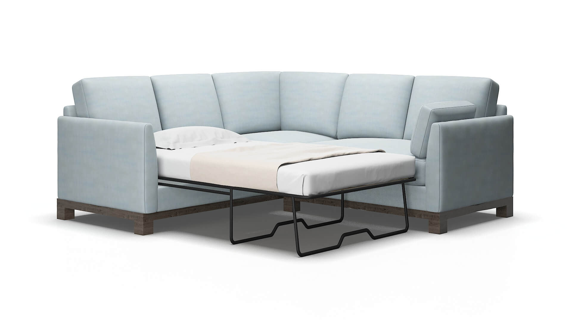 Dover Hathaway Aqua Sectional Sleeper Espresso legs 2