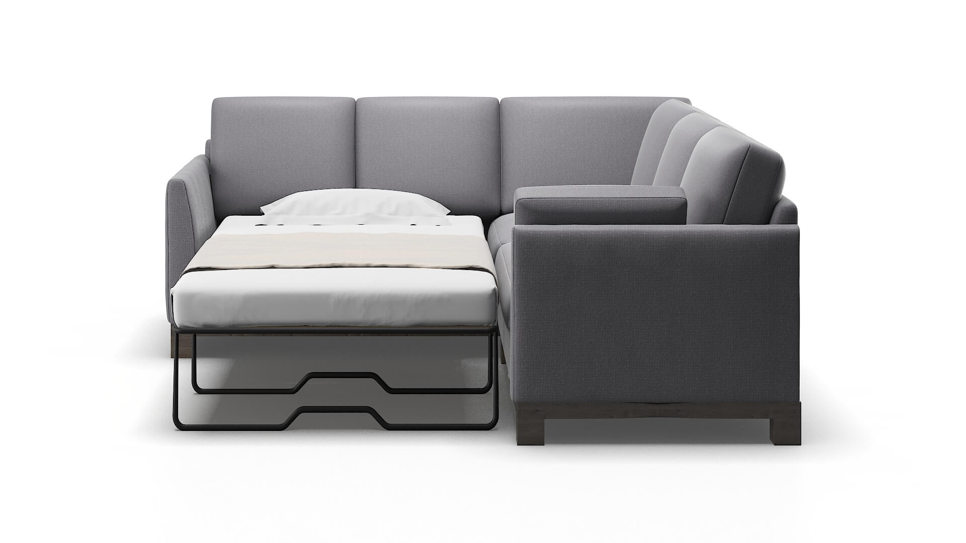 Dover Insight Denim Sectional Sleeper Espresso legs 1