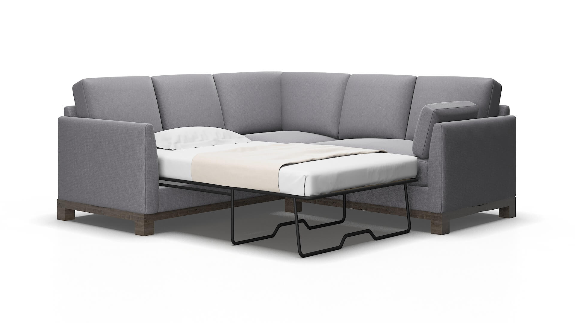 Dover Insight Denim Sectional Sleeper Espresso legs 2