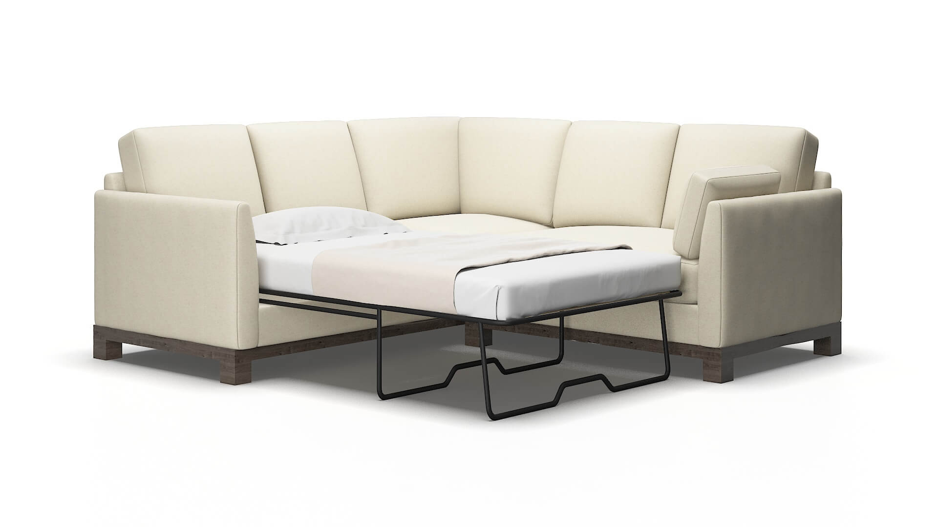 Dover Lana sand Sectional sleeper Espresso Legs  2