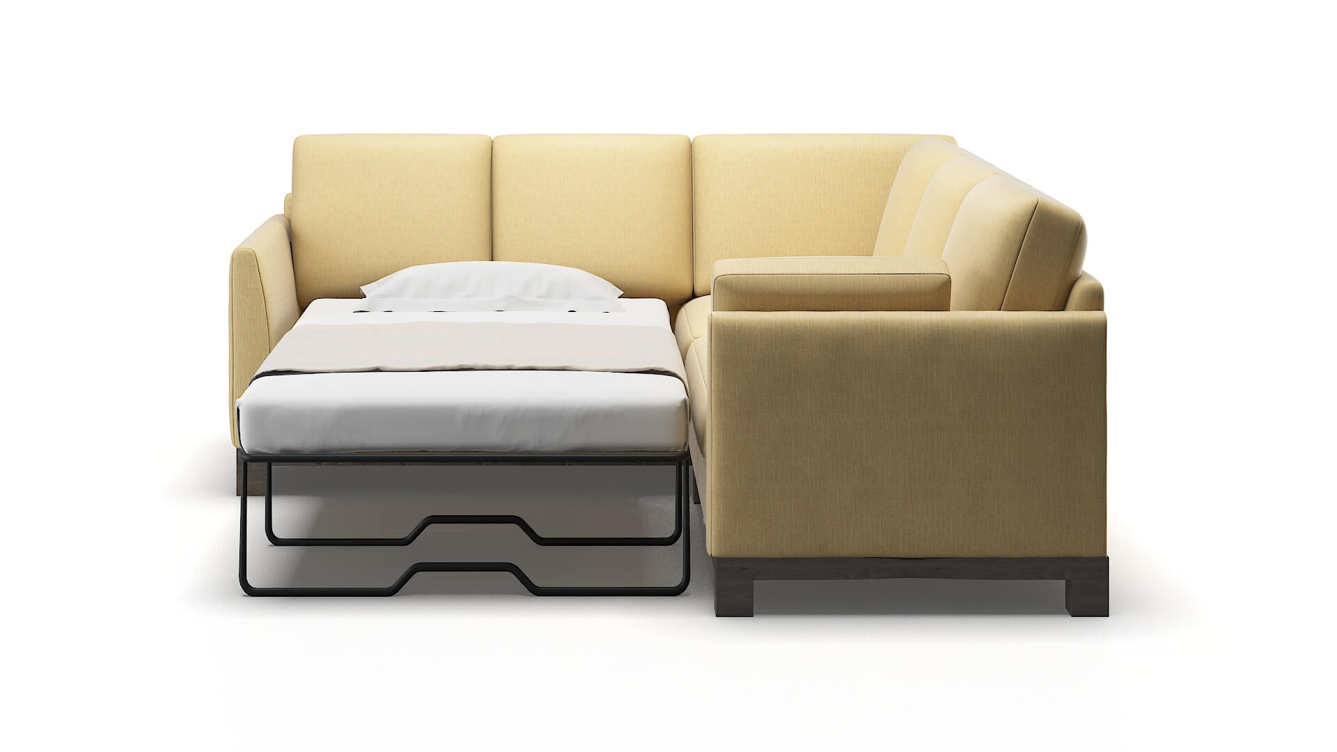Dover Malibu Maize Sectional Sleeper Espresso legs 1