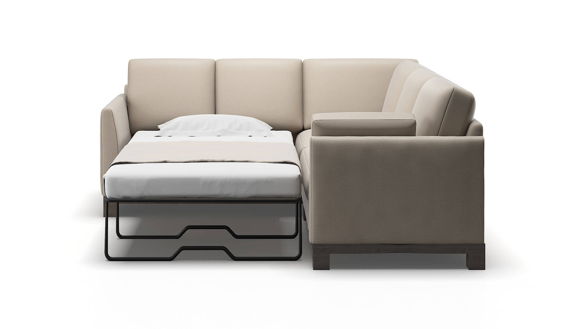 Dover Naples Almond Sectional Sleeper Espresso legs 1