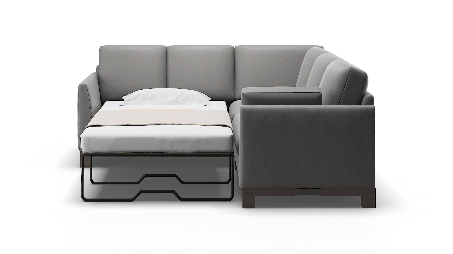 Dover Noble Smoke Sectional Sleeper Espresso legs 1