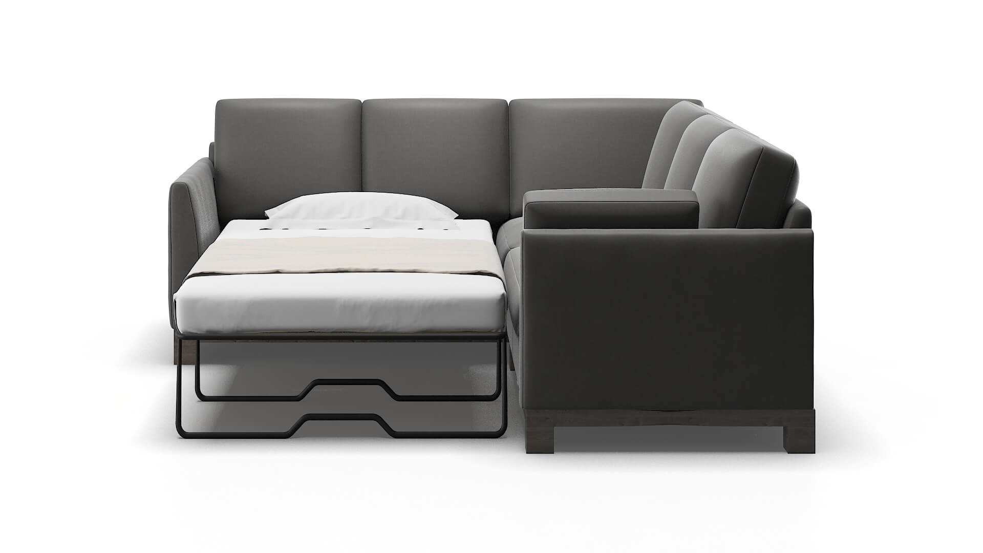Dover Oakley Charcoal Sectional Sleeper Espresso legs 1