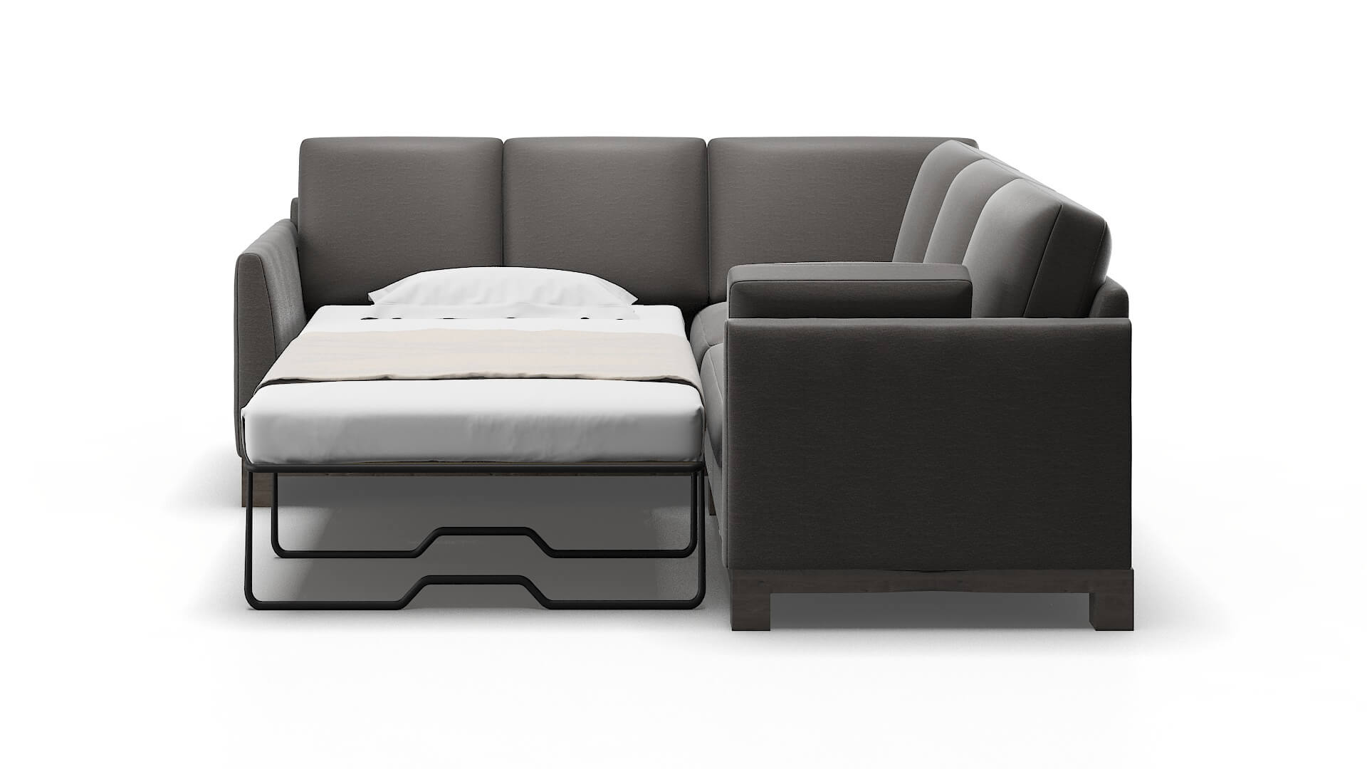 Dover Oscar Grey Sectional Sleeper Espresso legs 1