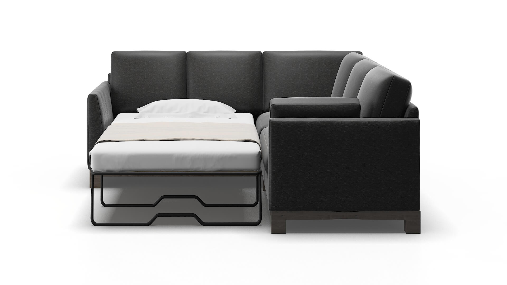 Dover Phoenix Charcoal Sectional Sleeper Espresso legs 1