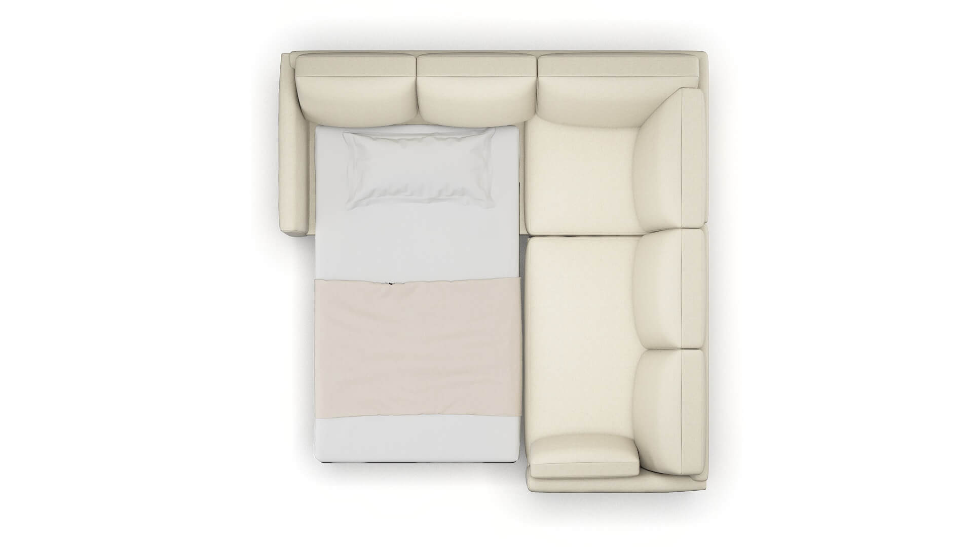 Dover Phoenix Ivory Sectional Sleeper Espresso legs 3