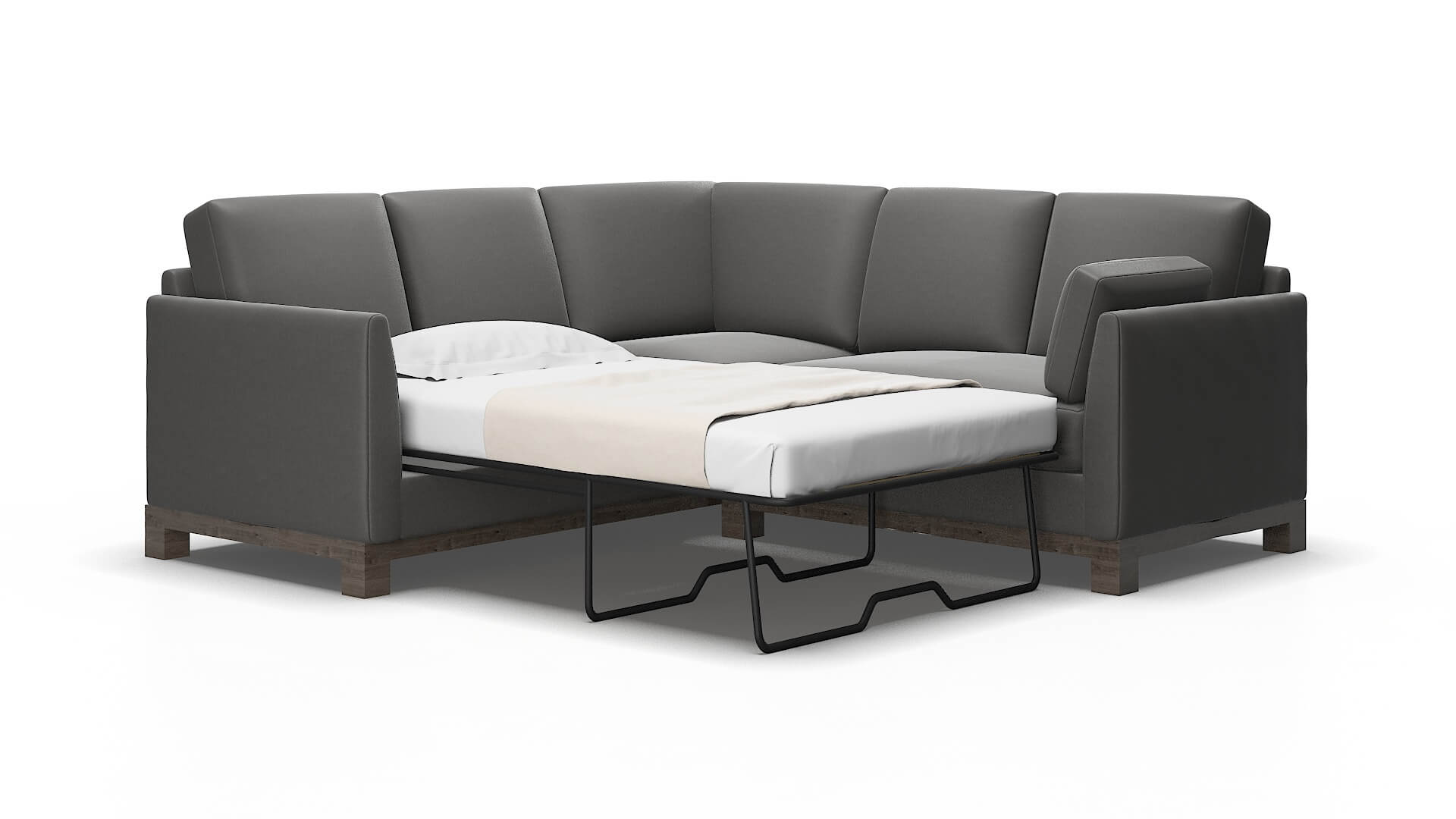 Dover Rocket charcoal Sectional sleeper Espresso Legs  2
