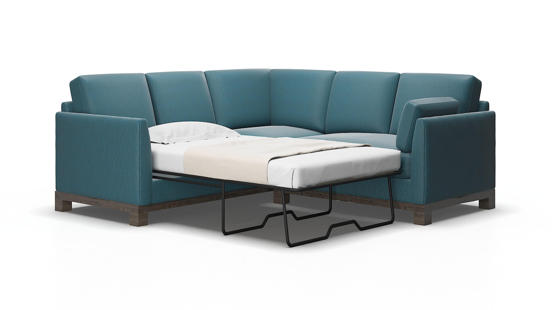 Dover Royale Electric_blue Sectional Sleeper Espresso legs 2