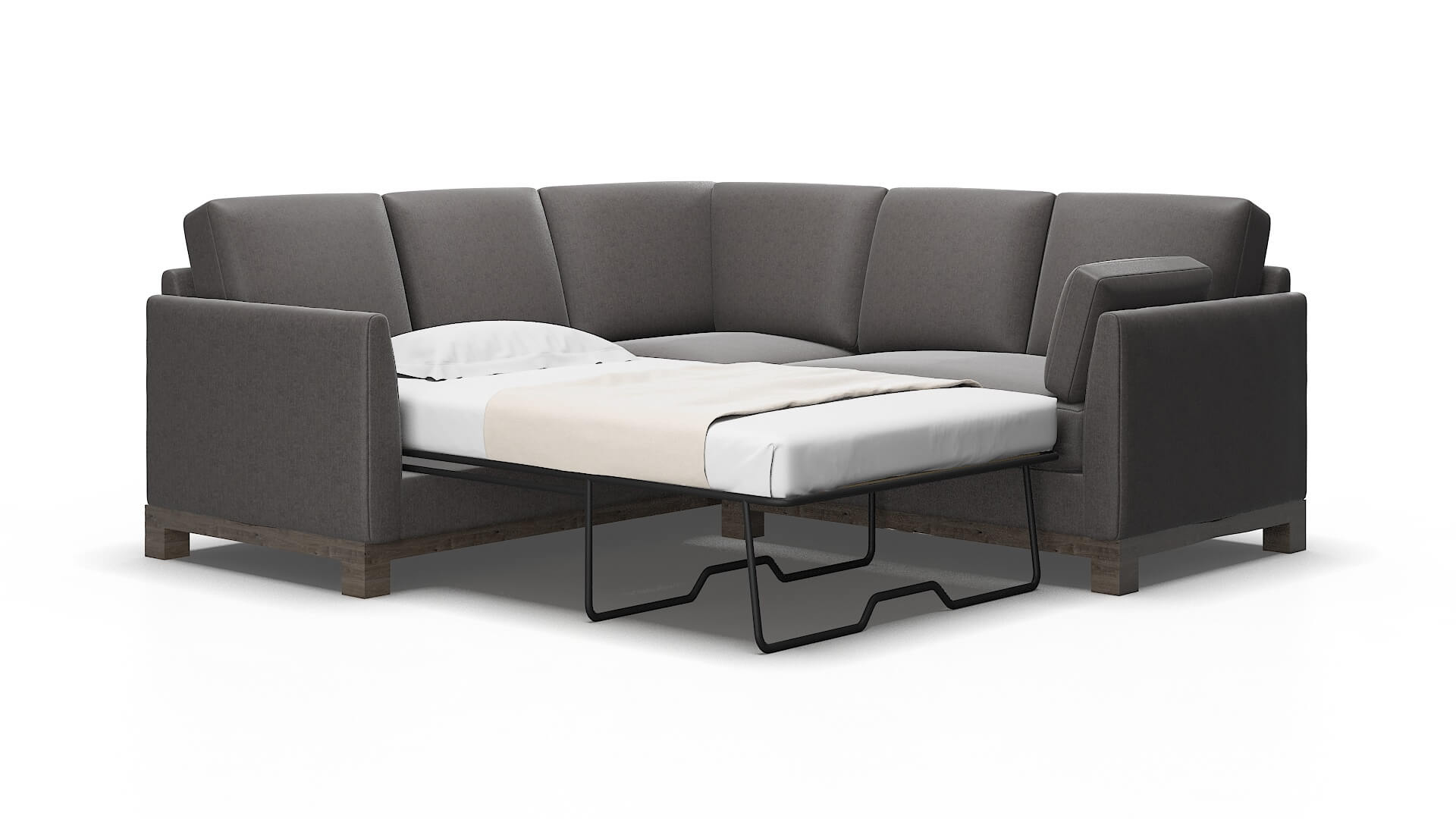 Dover Sasha grey Sectional sleeper Espresso Legs  2